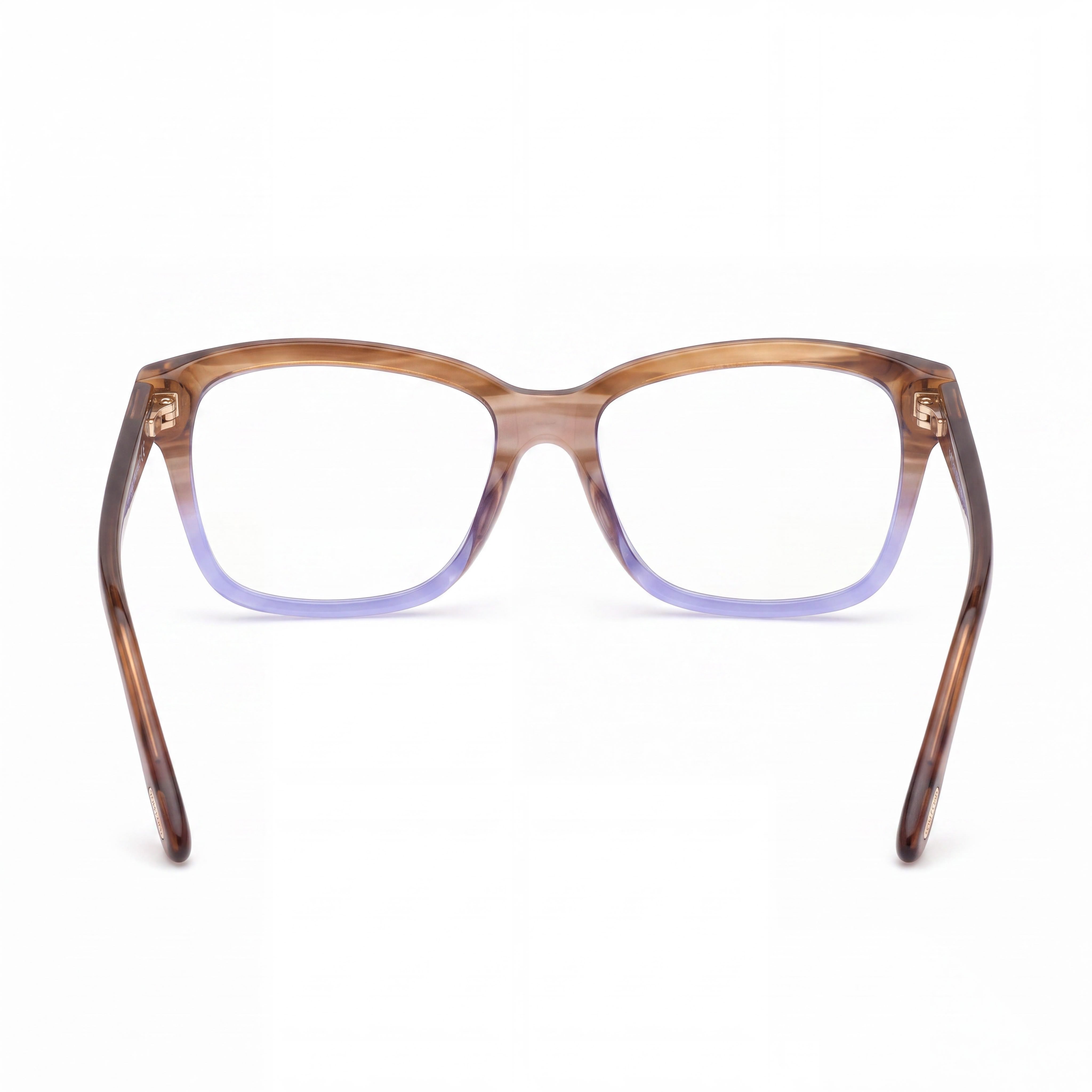 Tom Ford Men's Ft5597-f-b Acetate Eyeglasses, Shiny Striped Champagne with Lilac Front, 54mm, Photo 3