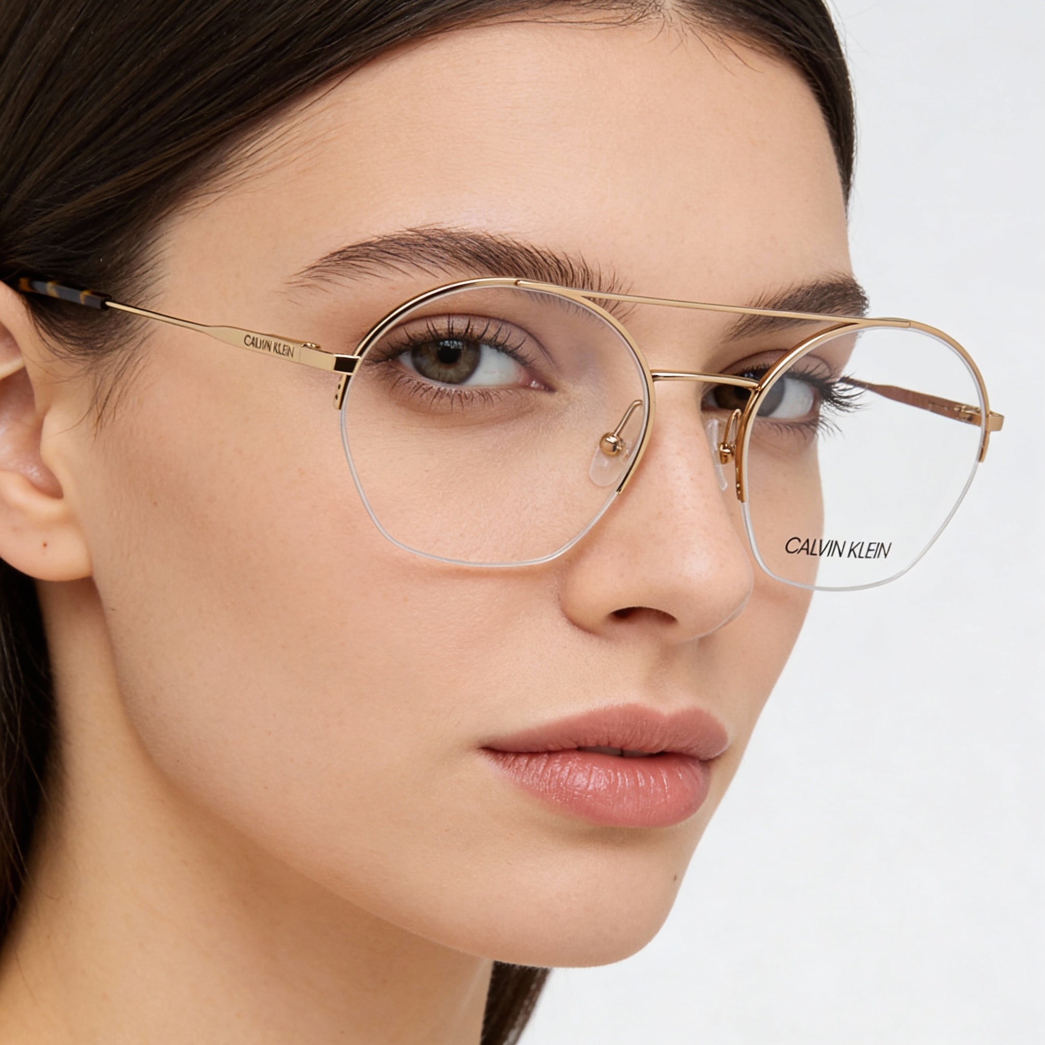 Calvin Klein Ck20110 Women's Gold Acetate Pilot Frame Eyeglasses with Polycarbonate Lenses 52-19-140mm, Photo 4