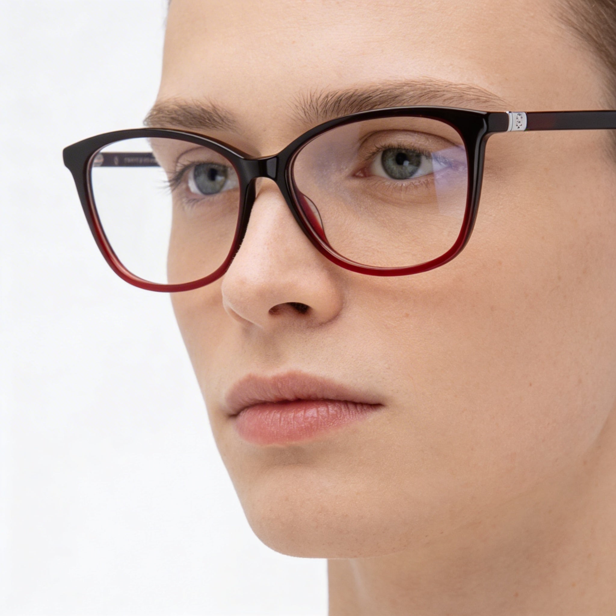 Tommy Hilfiger RECTANGULAR / SQUARE Unisex Plastic Frame Burgundy Red 54mm, Photo 4