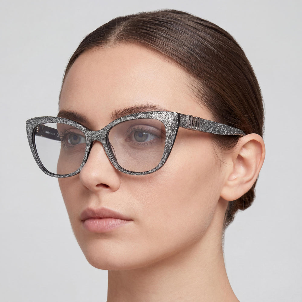 GUESS by Marciano Gm50008 Women's Shiny Black Plastic Frame Polycarbonate Lenses Eyeglasses 55mm