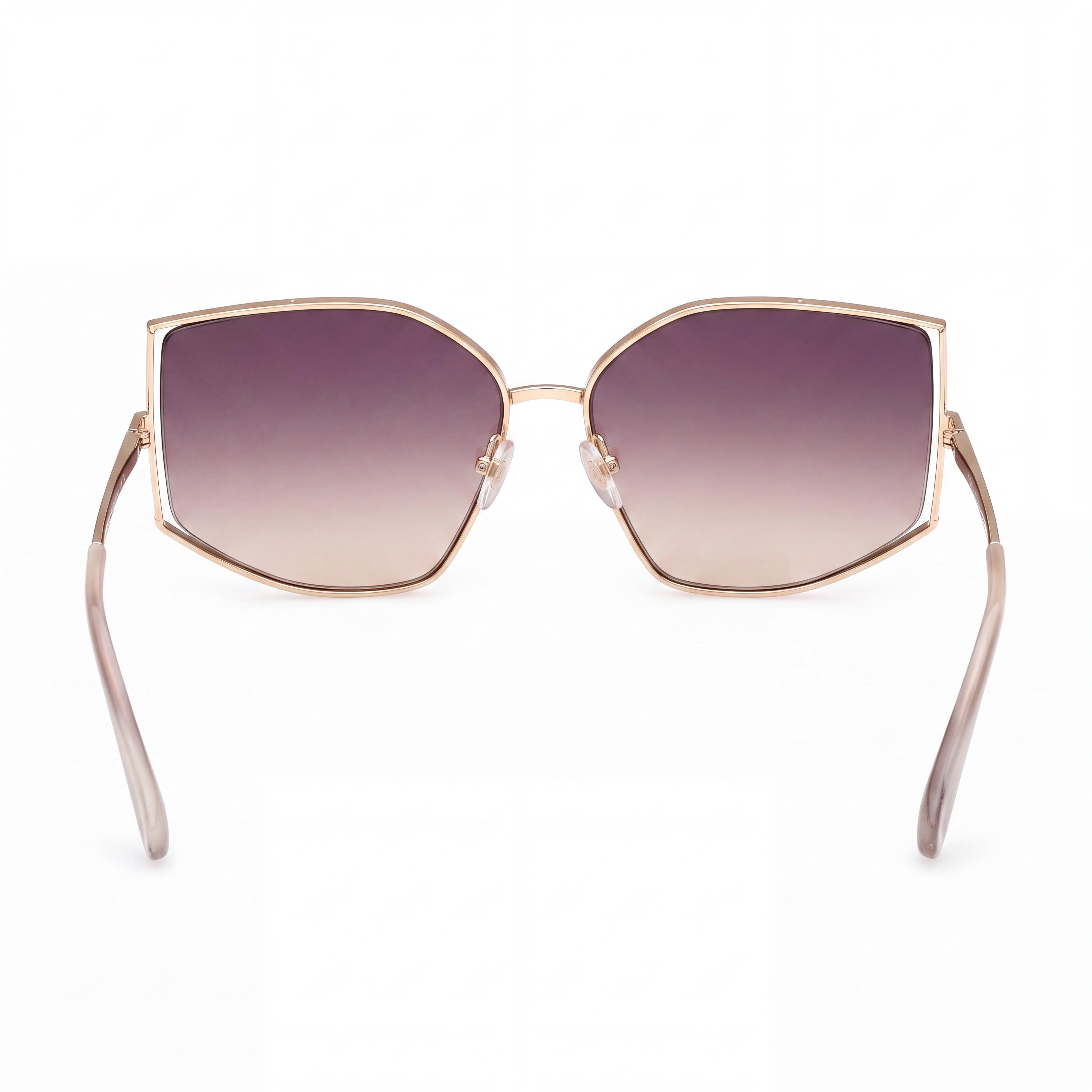 Gafas de sol MaxMara Mm0142 para mujer, montura de metal, color oro pálido, degradado marrón, 59mm, Photo 3