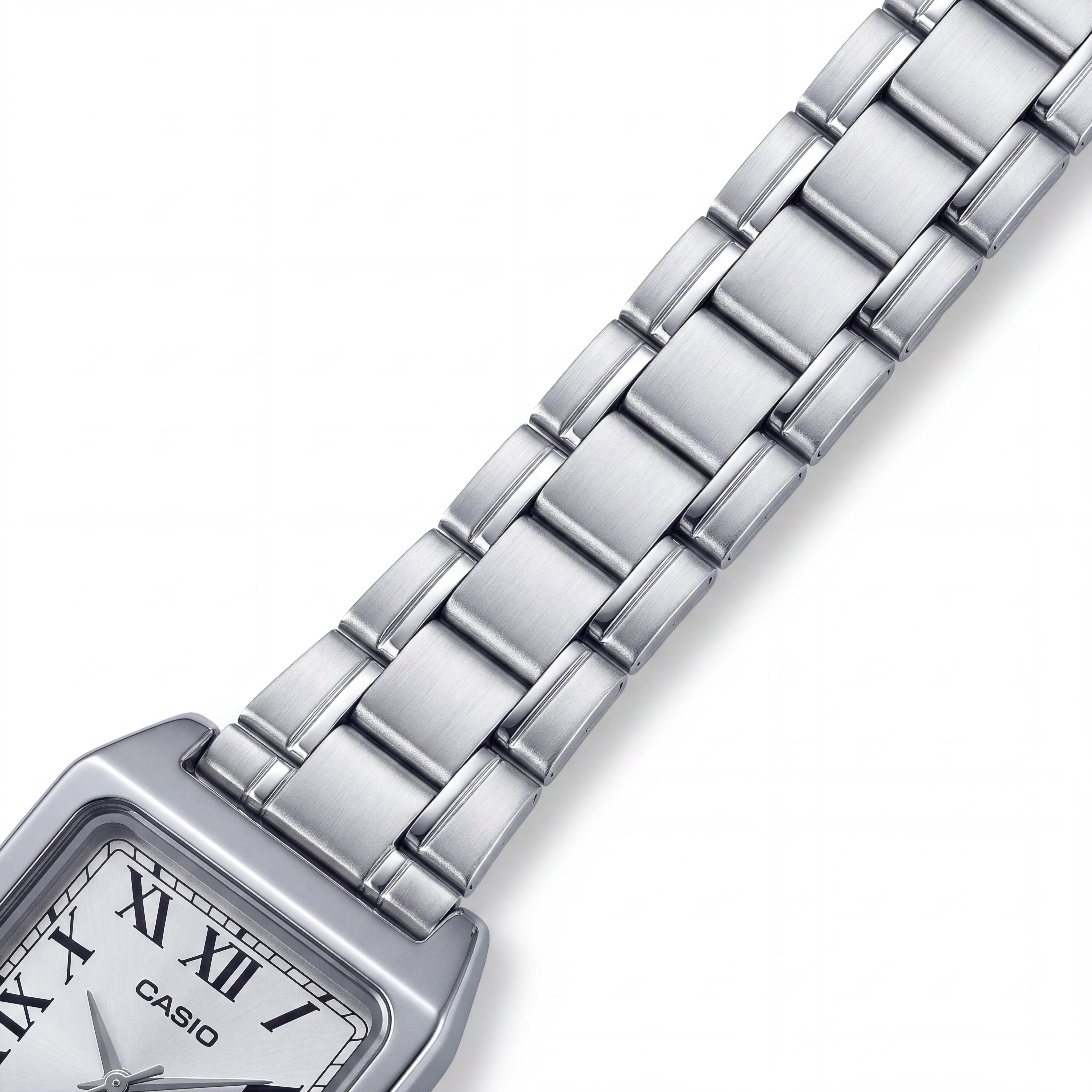 Casio LTP-V007D-7BUDF Unisex Silver Stainless Steel Rectangular Mineral Crystal Alarm Water Resistant Watch 22mm x 31mm, Photo 2