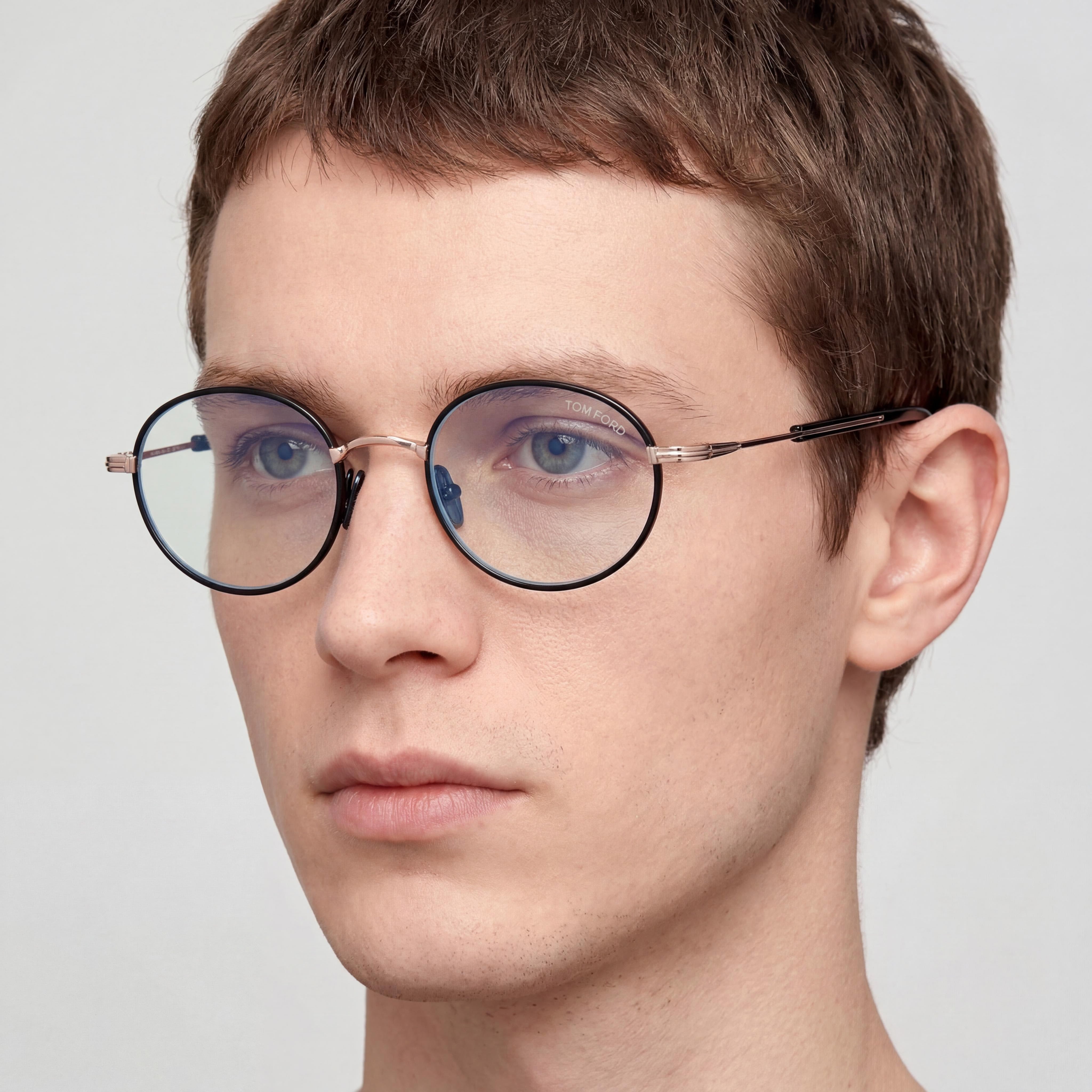 Tom Ford FT5973-B Classic Unisex Blue Filter Metal Frame, Shiny Black Rose Gold, with Non- Black Lenses 49-20-145, Photo 3