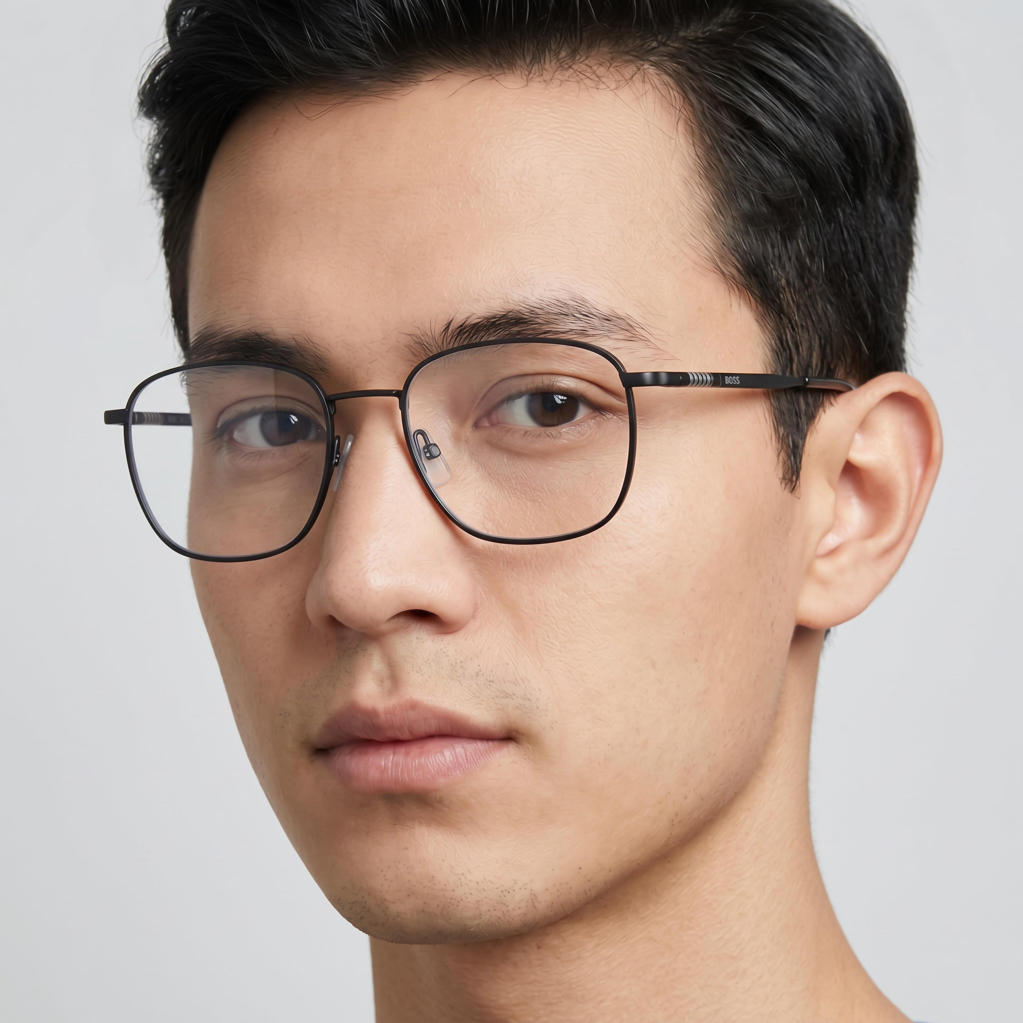 Hugo Boss Boss 1415 Unisex Optical Eyeglasses with Matte Black Metal Frame, Size 55-19-145, Photo 3