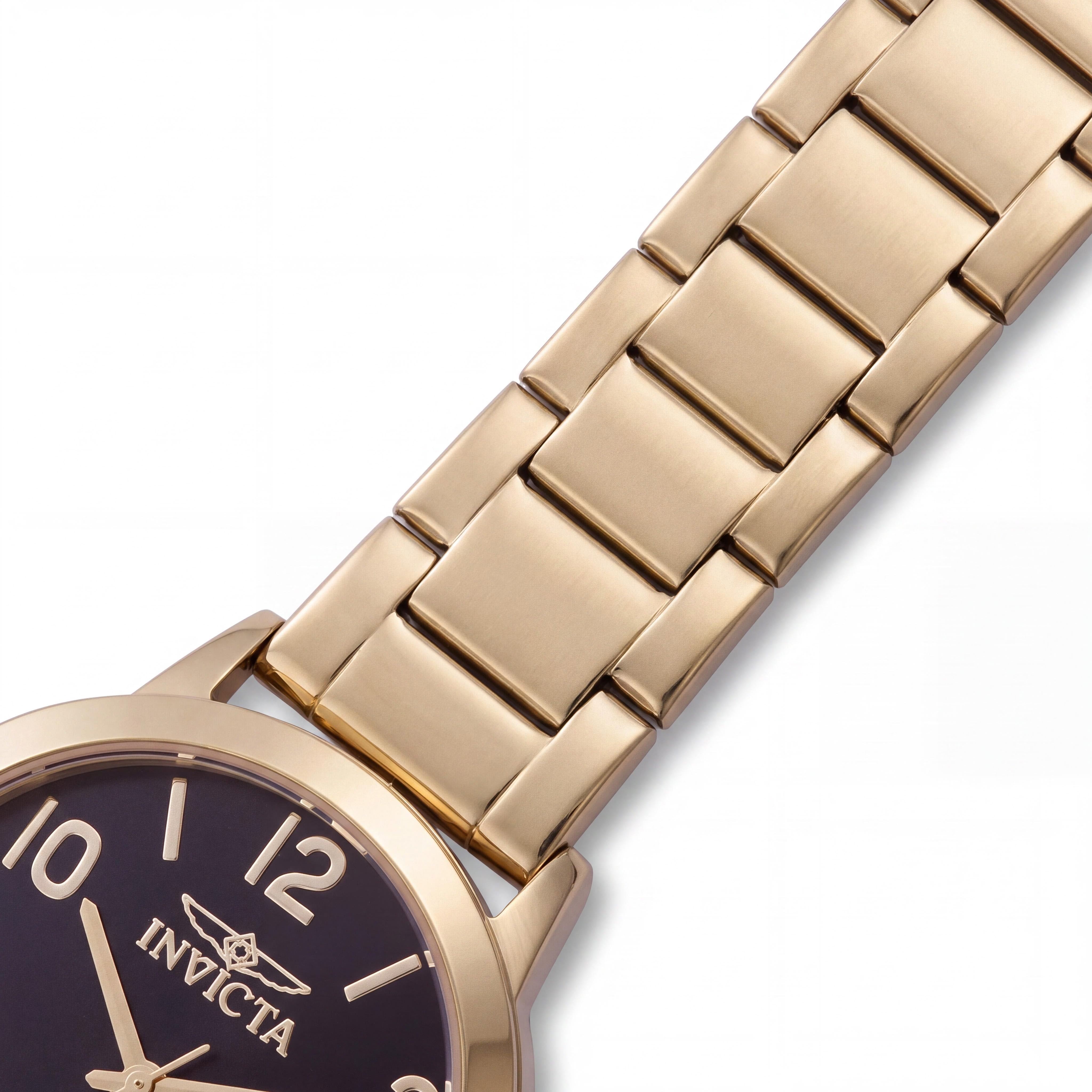Invicta Wildflower 47273 Unisex Gold Tone Stainless Steel Black Dial Quartz Movement Bracelet Watch 34mm, Photo 3