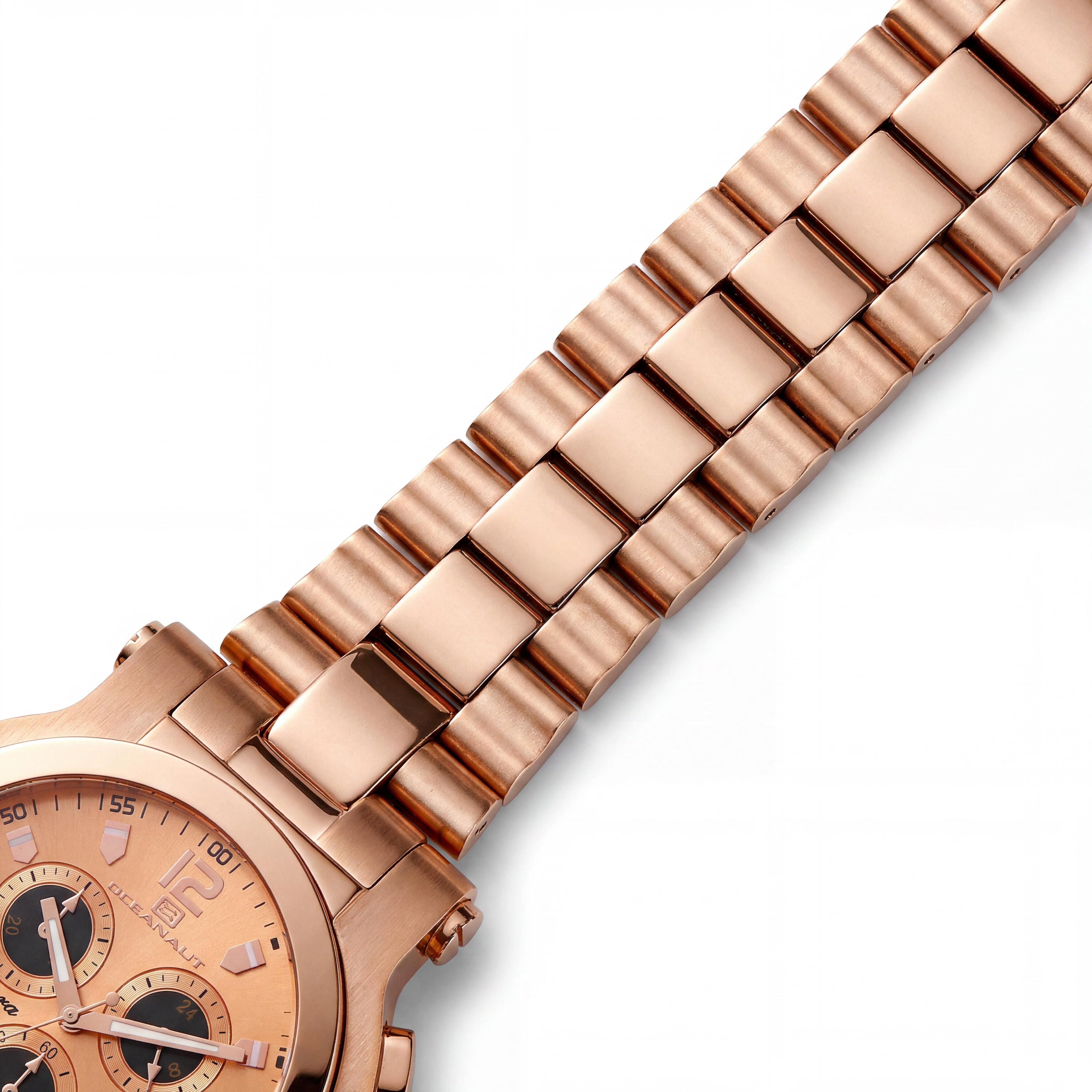 Oceanaut OC0825 Men's 50mm Chronograph Rose Gold Dial Stainless Steel Case & Bracelet Quartz Watch with Mineral Crystal, Water Resistant 50M, Photo 2