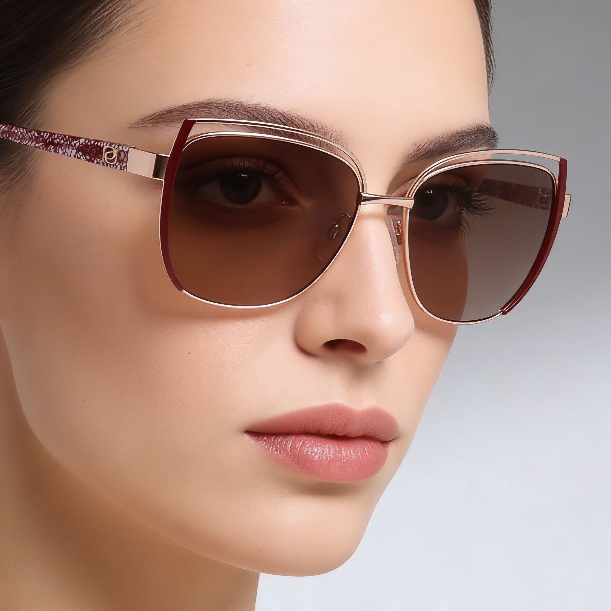 Gafas BEBE Classic para mujer, montura de acetato oro rosa con lentes de policarbonato multicolor de 57 mm con protección UV, Photo 4