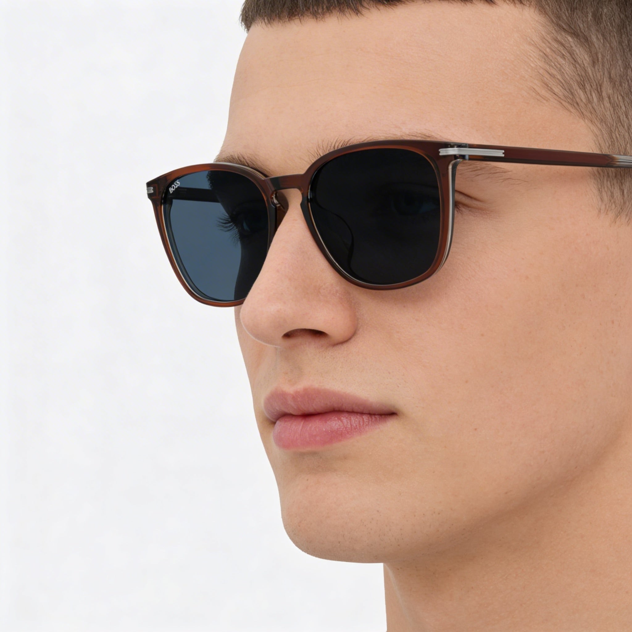 Gafas de sol Hugo Boss 1668/F/Sk para hombre, acetato marrón, lentes azules, 56 mm, no polarizadas, 100 % protección UV, Photo 4