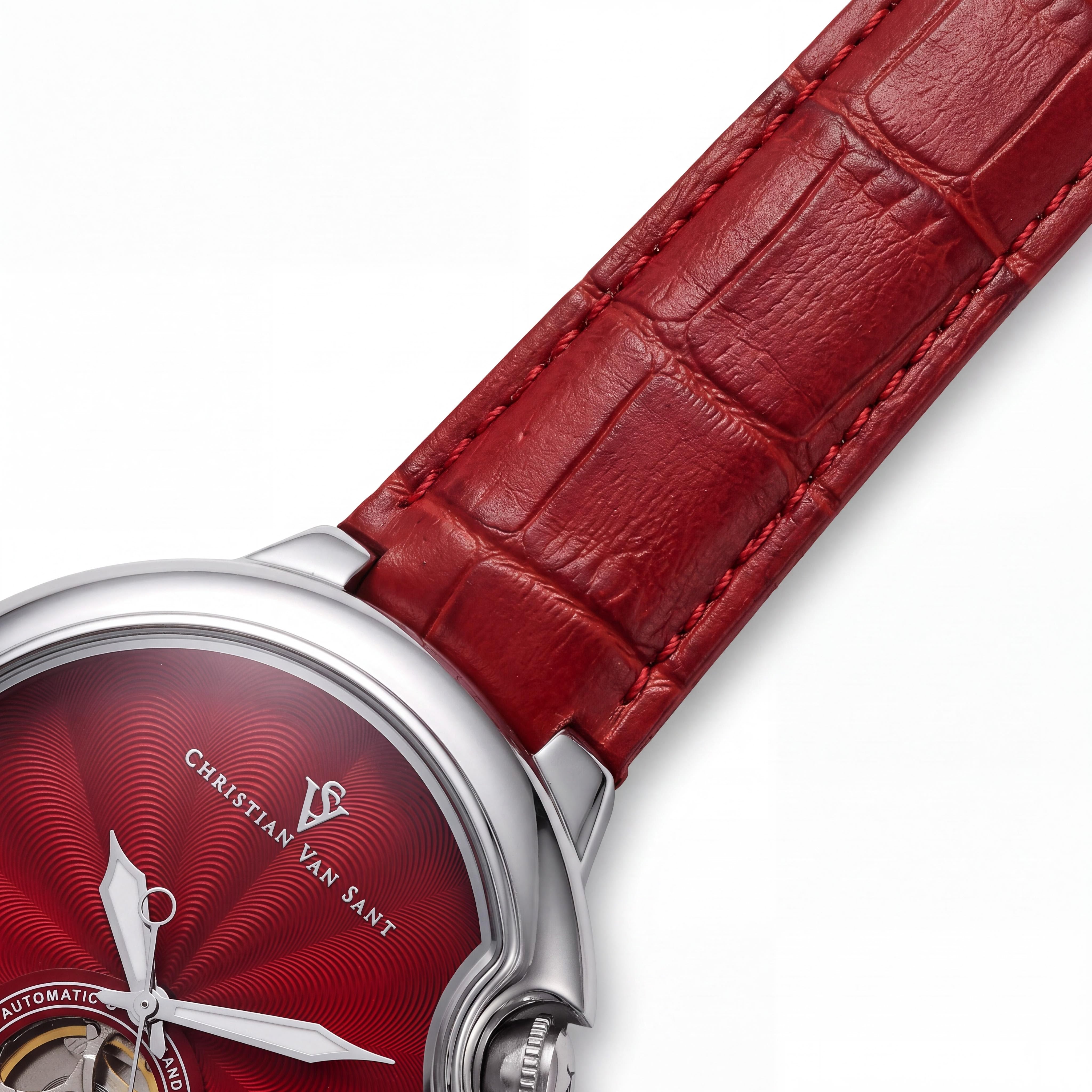 Christian Van Sant CV0142 Cyclone Automatic Men's Red Dial Stainless Steel 46mm Water Resistant Wrist Watch, Photo 3