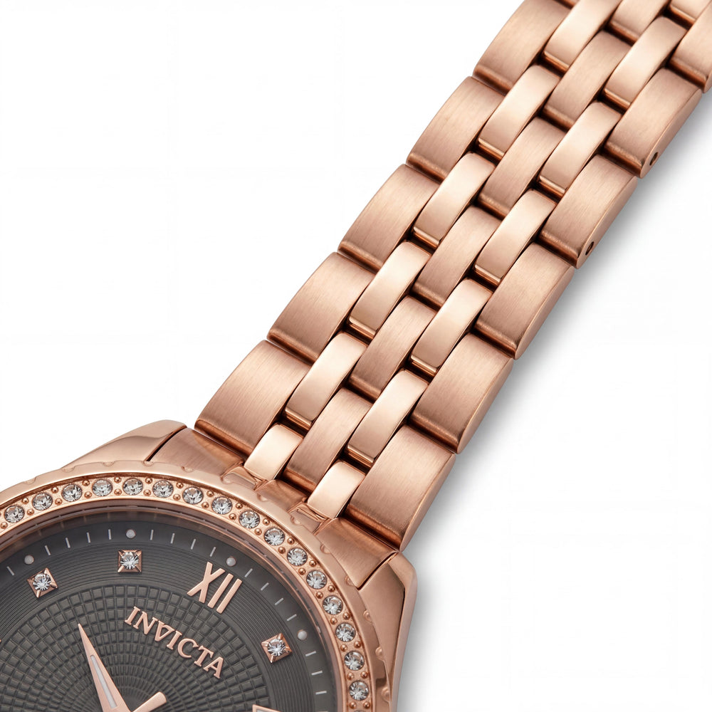 Invicta Specialty 69222 Reloj de pulsera unisex de cuarzo de acero inoxidable chapado en oro rosa de 33 mm con esfera gris