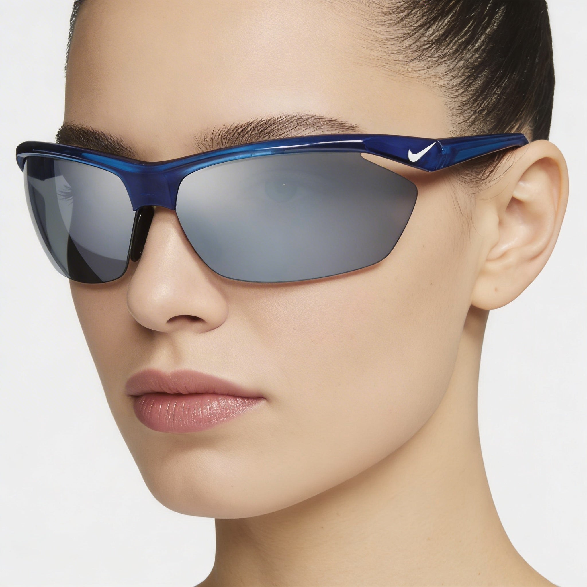 Gafas de sol de competición Nike Wayfarers de plástico azul para mujer con protección UV y lentes intercambiables, Photo 5