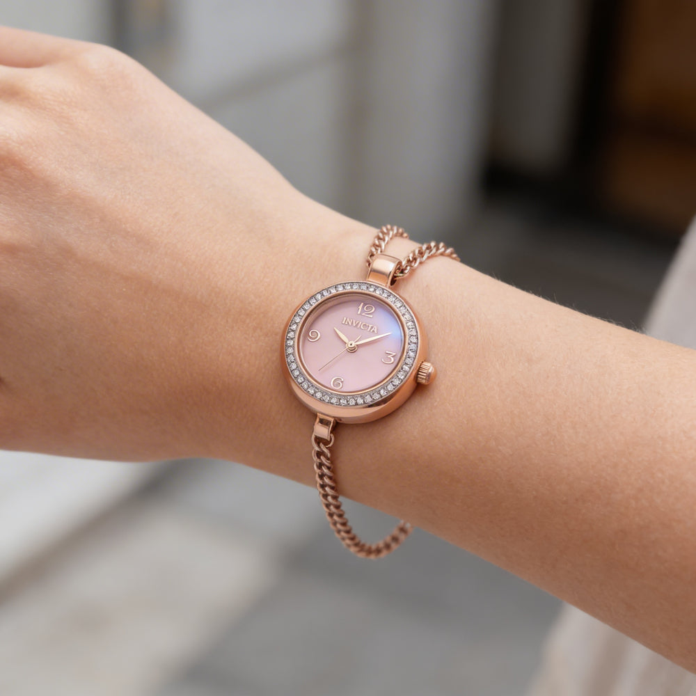 Reloj Invicta Mini 49933 unisex de 22 mm, caja de acero inoxidable, esfera oro rosa, cuarzo electrónico, resistente al agua