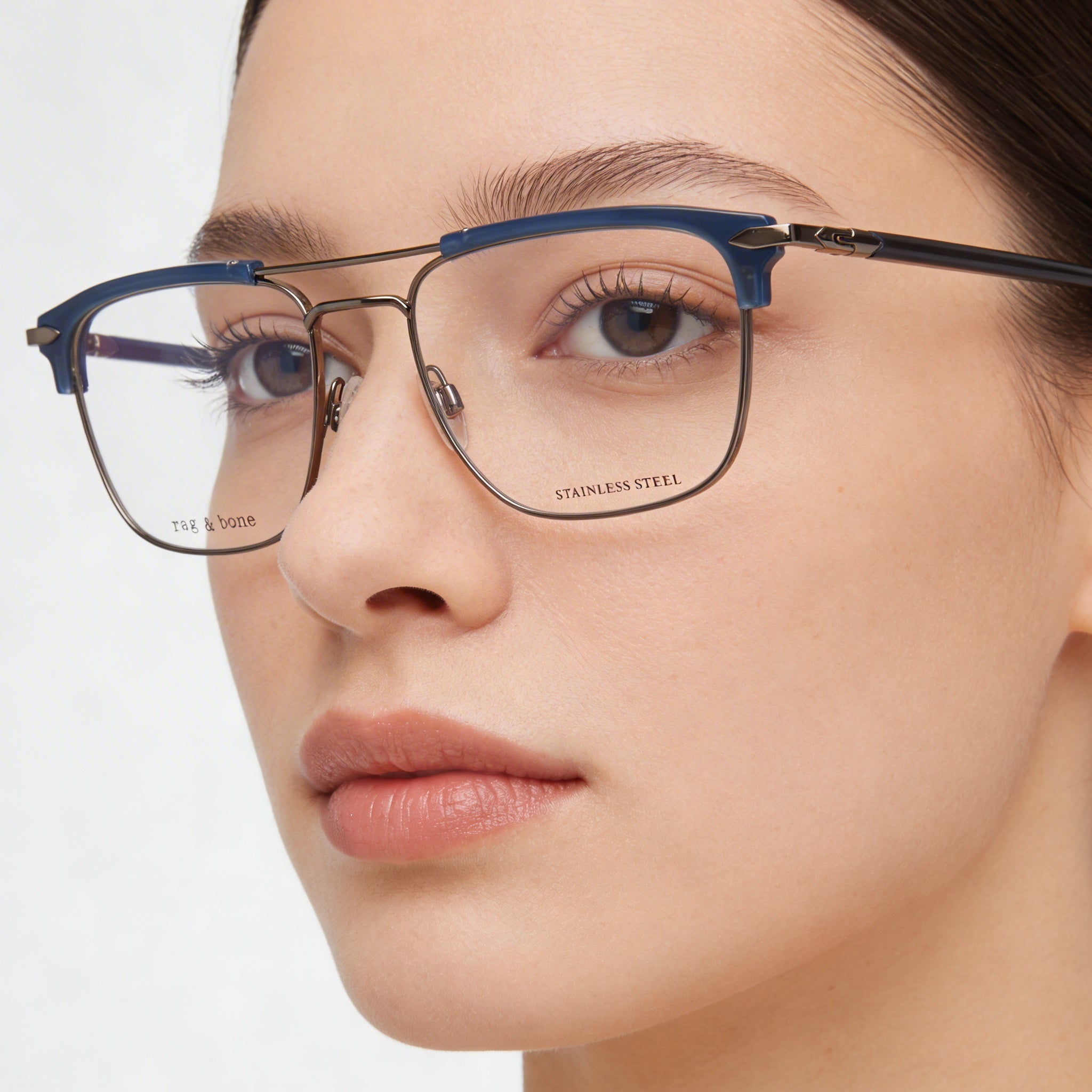 Rag & Bone Modern Women's Eyeglasses with Alloy Steel Frame Material in Black, 54mm Lens Width, Photo 4