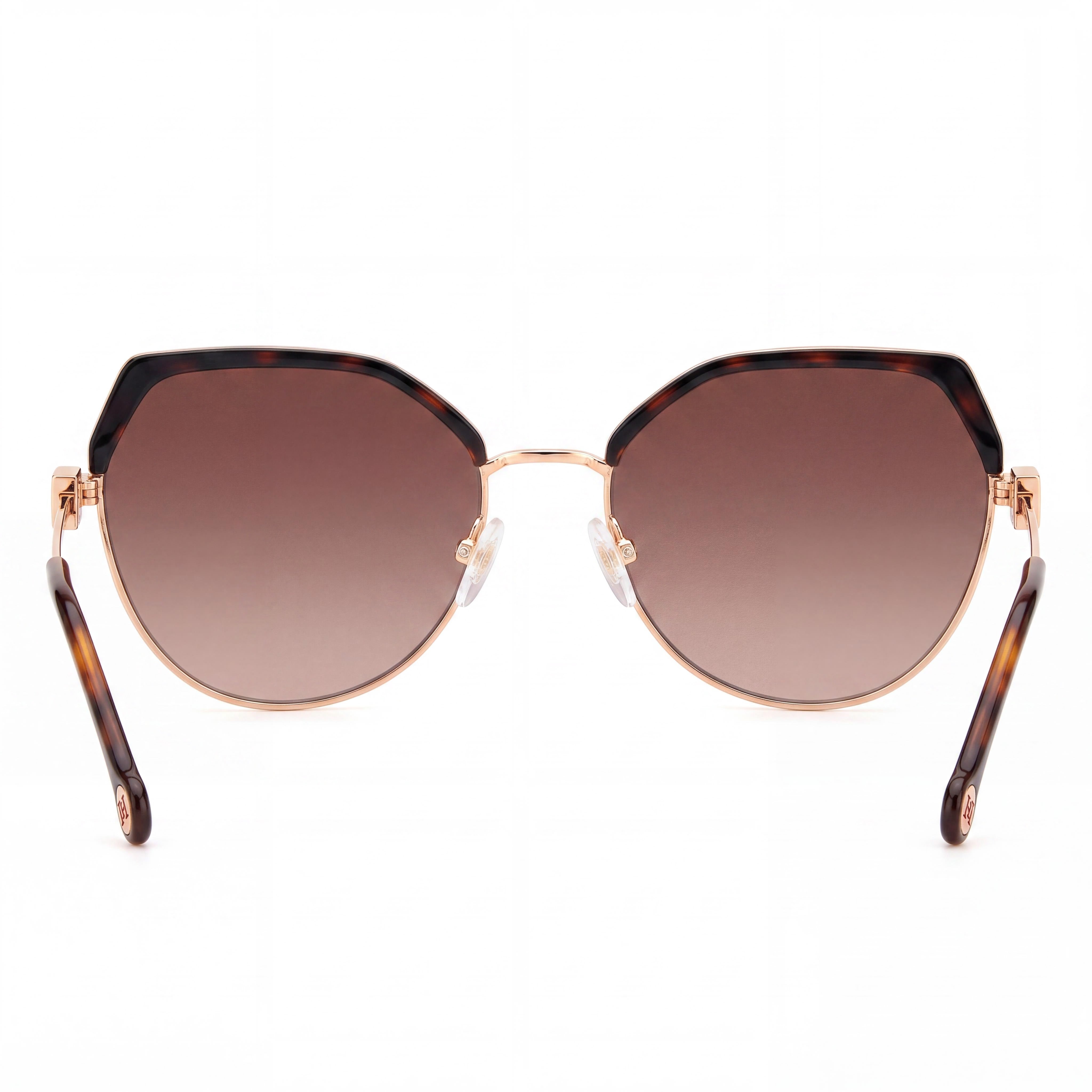 Carolina Herrera Modern Women's Brown Havana Gold Metal Sunglasses with Polycarbonate Non-Polarized Lenses 56mm, Photo 4