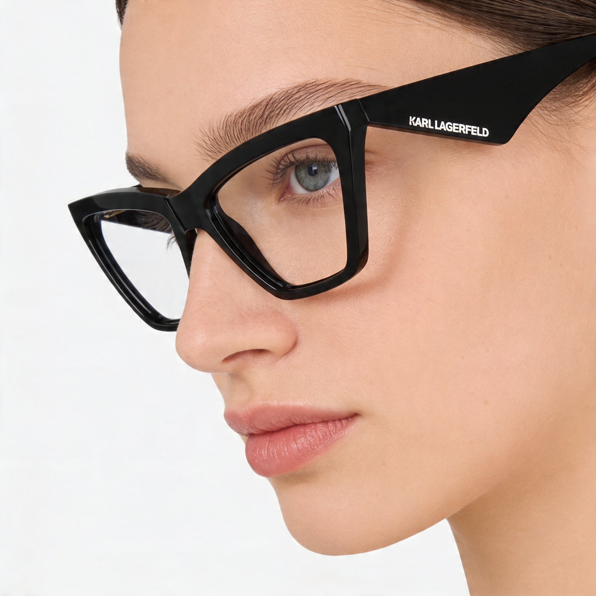 Gafas Karl Lagerfeld Kl6195 para mujer con montura de acetato negro, lentes de policarbonato transparente - Talla 54 mm, Photo 4