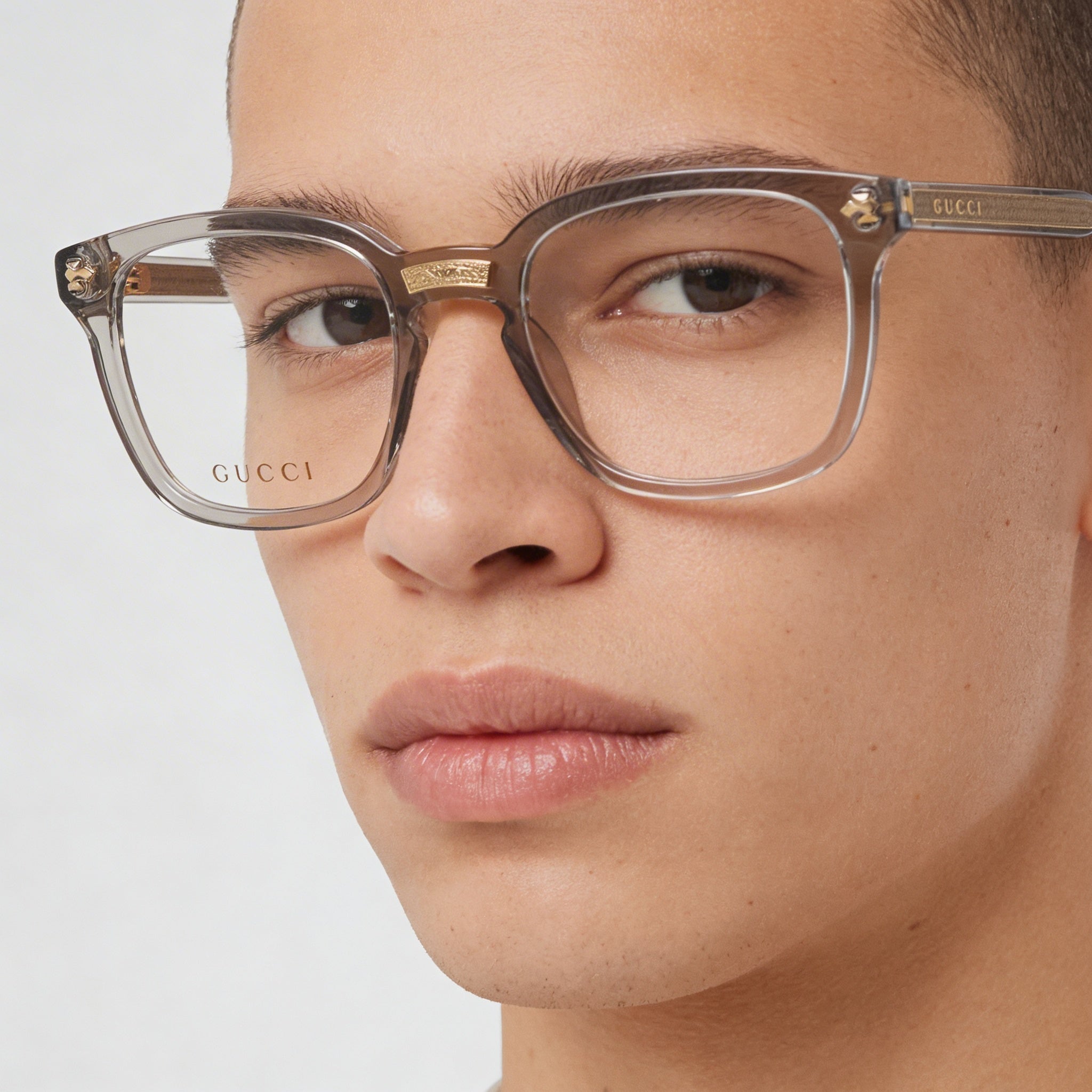 Gucci Gg0184o 005 Unisex Grey Transparent Plastic Eyeglasses 50-21-145, Photo 3