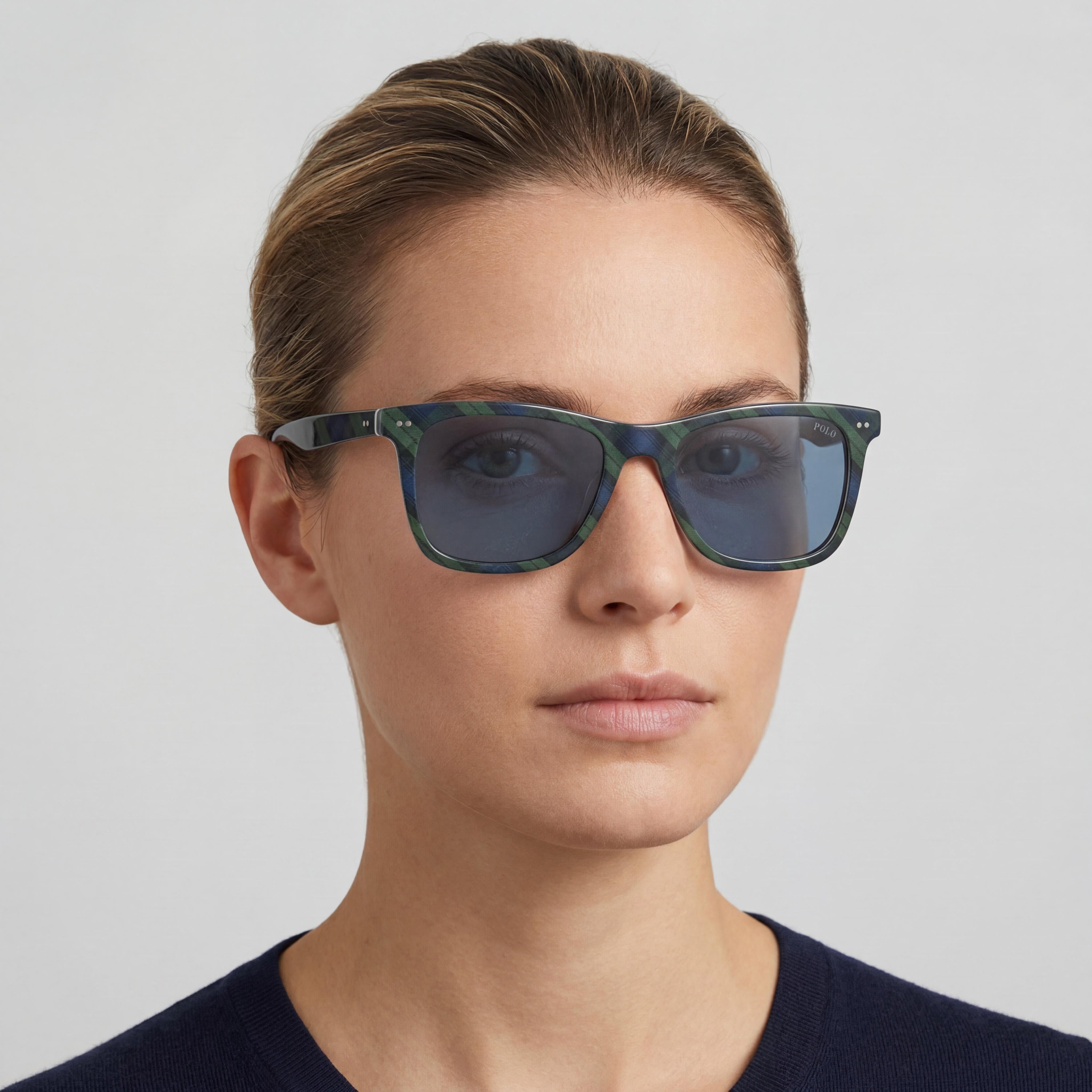 POLO RALPH LAUREN Ph4220u Universal Fit Women's Shiny Tartan Blue/Green Plastic 100% UV Protection Sunglasses 55mm, Photo 5