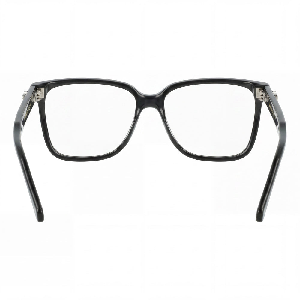 Ferragamo Casual, montura negra de plástico para hombre, lentes de plástico transparentes sin polarizar, gafas 57-16-145