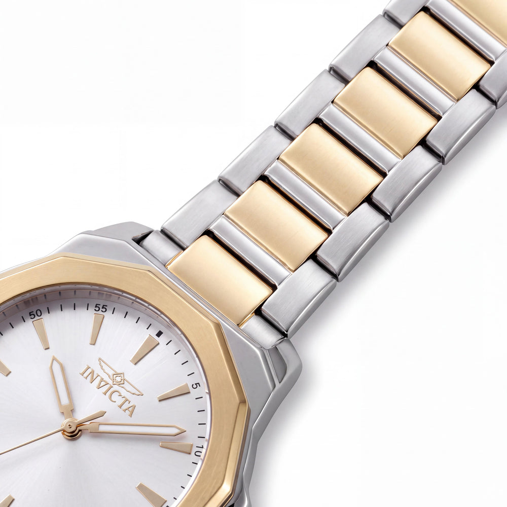 Reloj de cuarzo Invicta Speedway 49088 para mujer, caja de acero inoxidable de 34 mm, esfera plateada, brazalete de acero inoxidable
