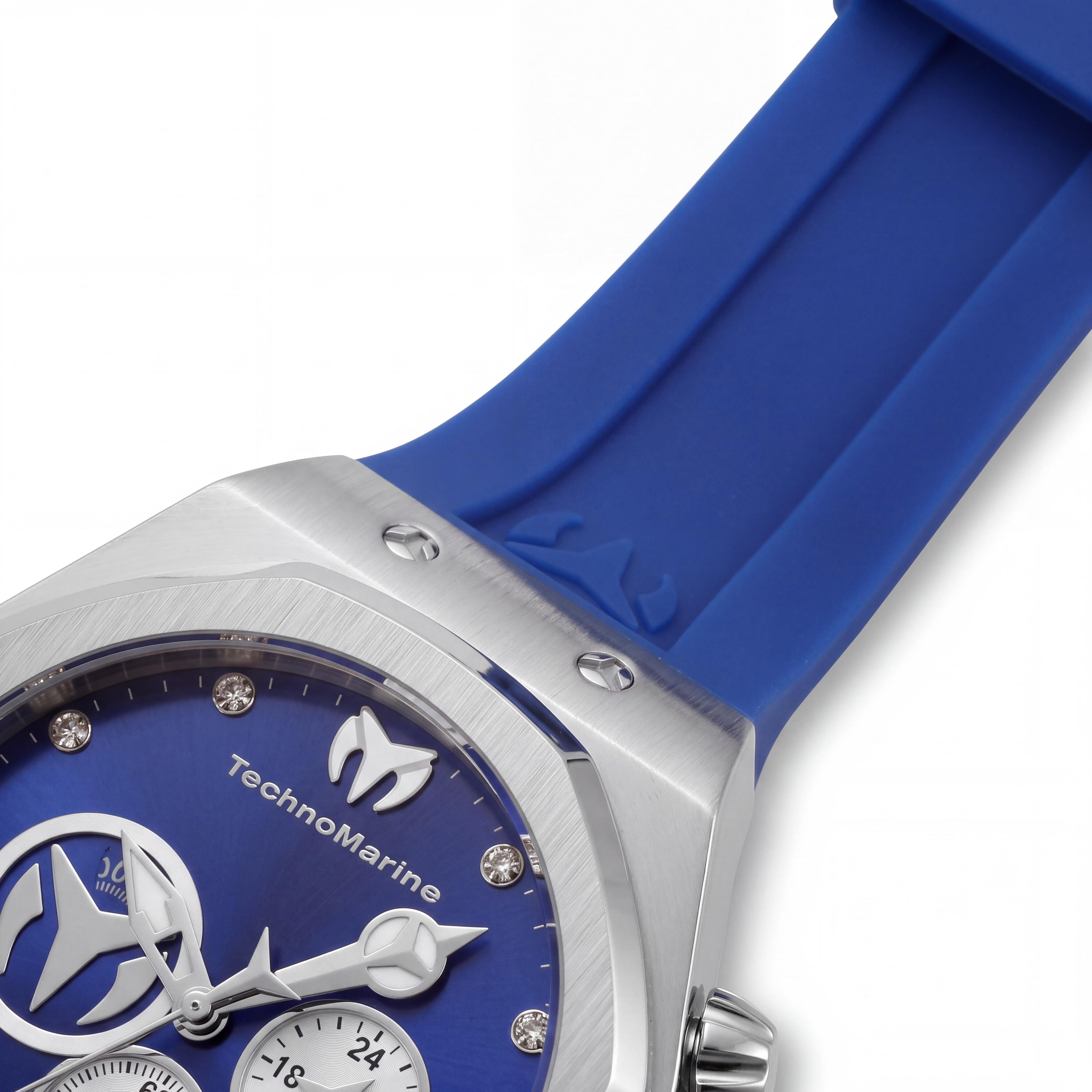 TechnoMarine TM-520001 Japanese Men's Stainless Steel Blue Dial Silicone Band 200M Water Resistant Watch 45mm, Photo 3