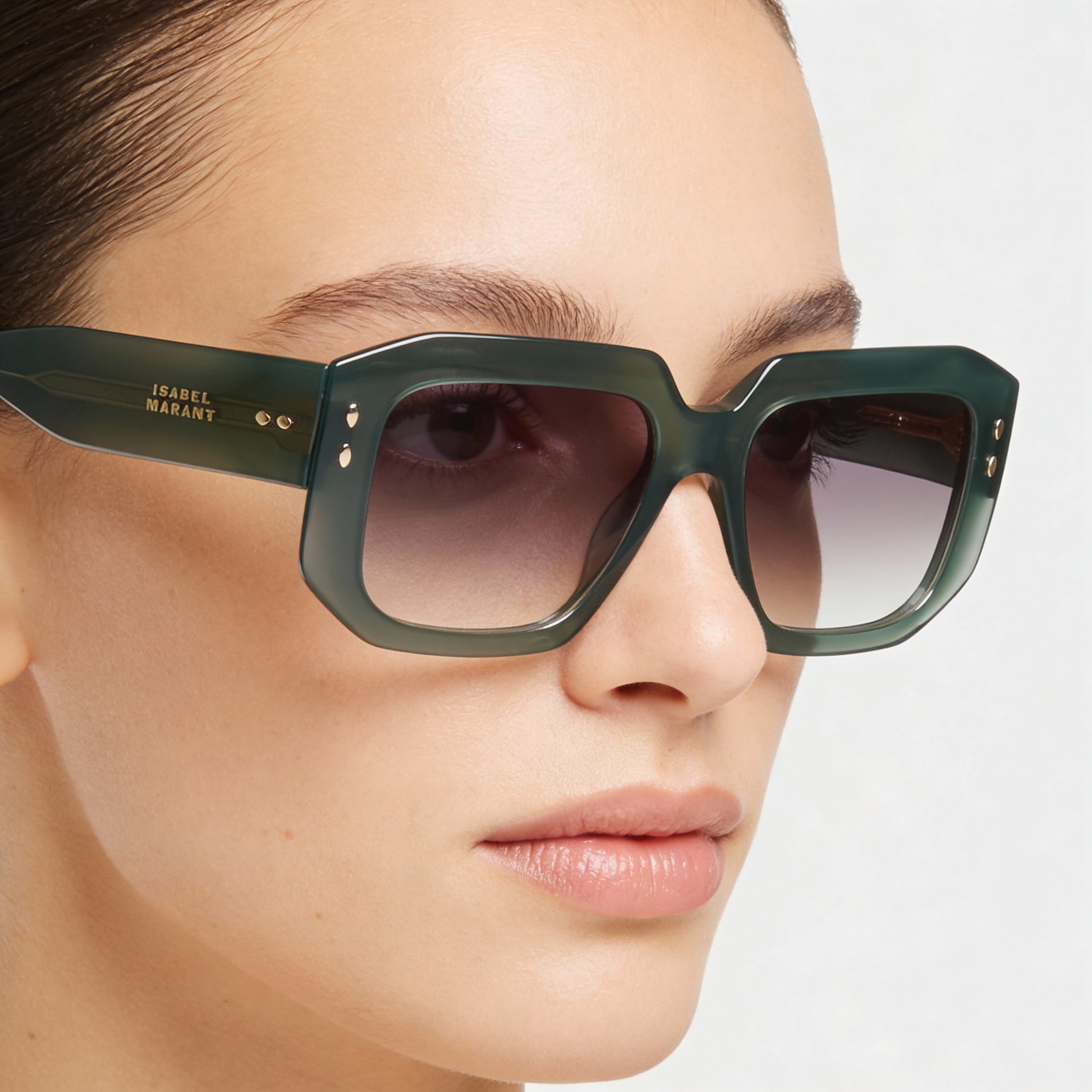 Gafas de sol Isabel Marant Classic para mujer, montura rectangular de plástico verde, 53 mm, policarbonato, protección UV 400, Photo 2