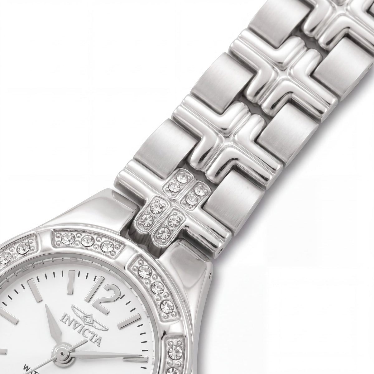 Invicta Women's Bracelet Stainless Steel Swiss Quartz Watch with Austrian Crystal Bezel, Silver/White Dial, Photo 3