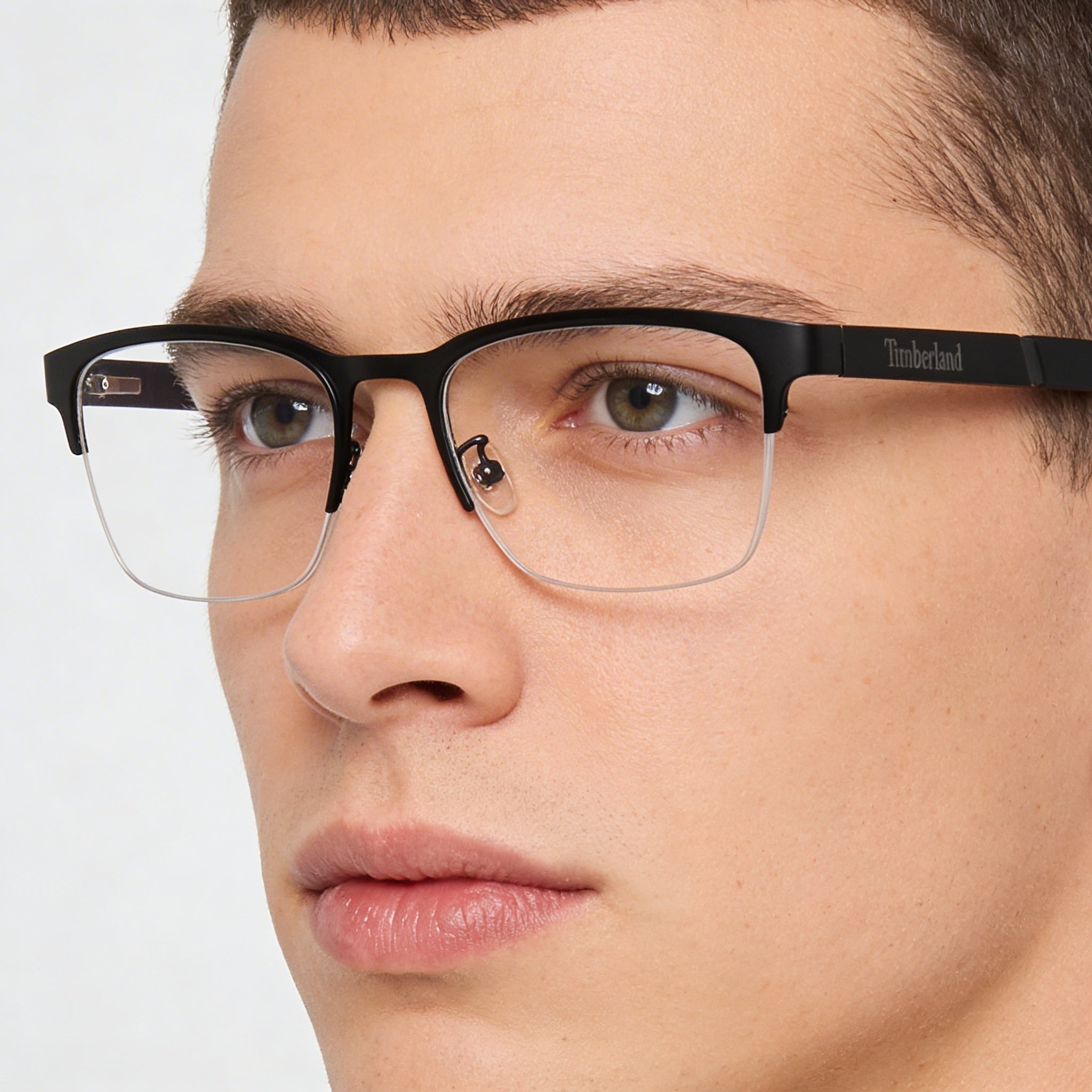 Montura óptica rectangular Timberland para hombre con marco de metal en blanco y negro y lentes transparentes de 56 mm, Photo 5