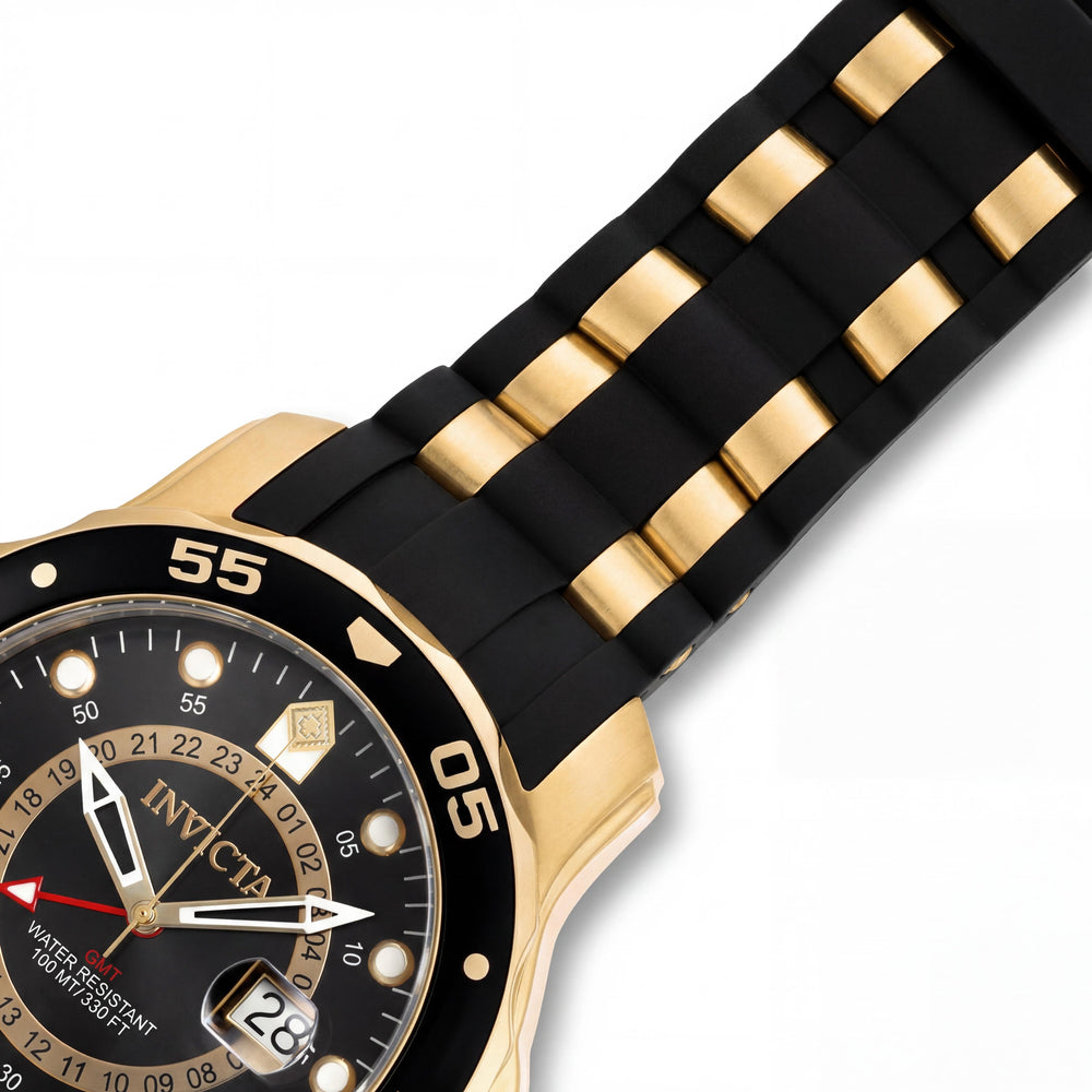 Reloj de cuarzo unisex Invicta Pro Diver - SCUBA 6991, caja dorada, correa de silicona, marcas en el bisel, 48 mm