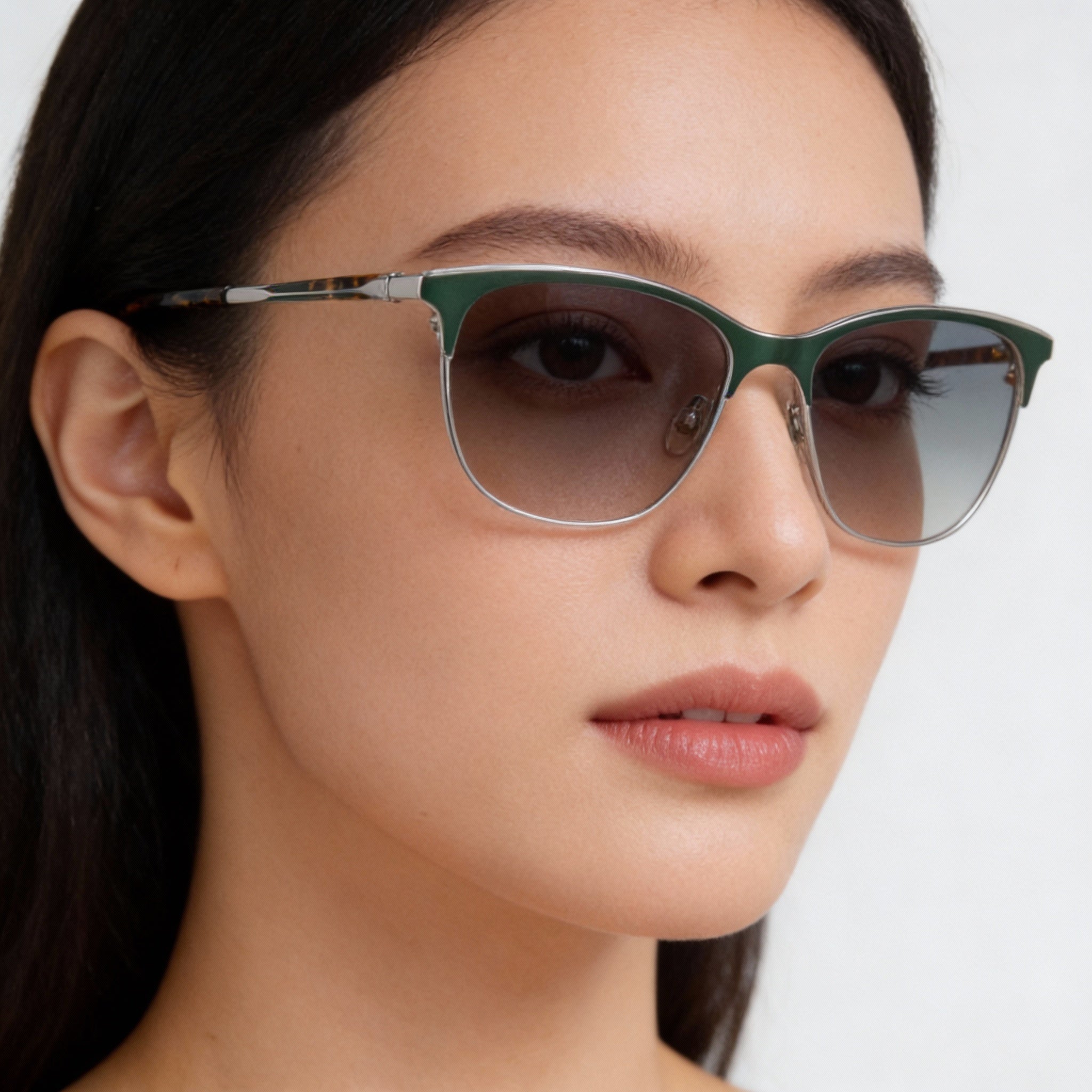 rag & bone RNB3034 Women's Green Stainless Steel Rectangle Full Rim Light Adaptive Eyeglasses 54-15-135, Photo 4