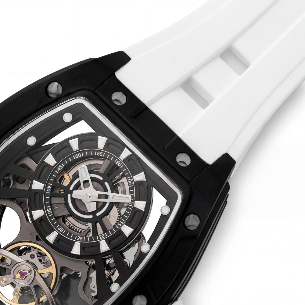 Reloj unisex automático Invicta S1 Rally 49035 con corazón abierto, acero inoxidable plateado, esfera negra, silicona, 44 mm