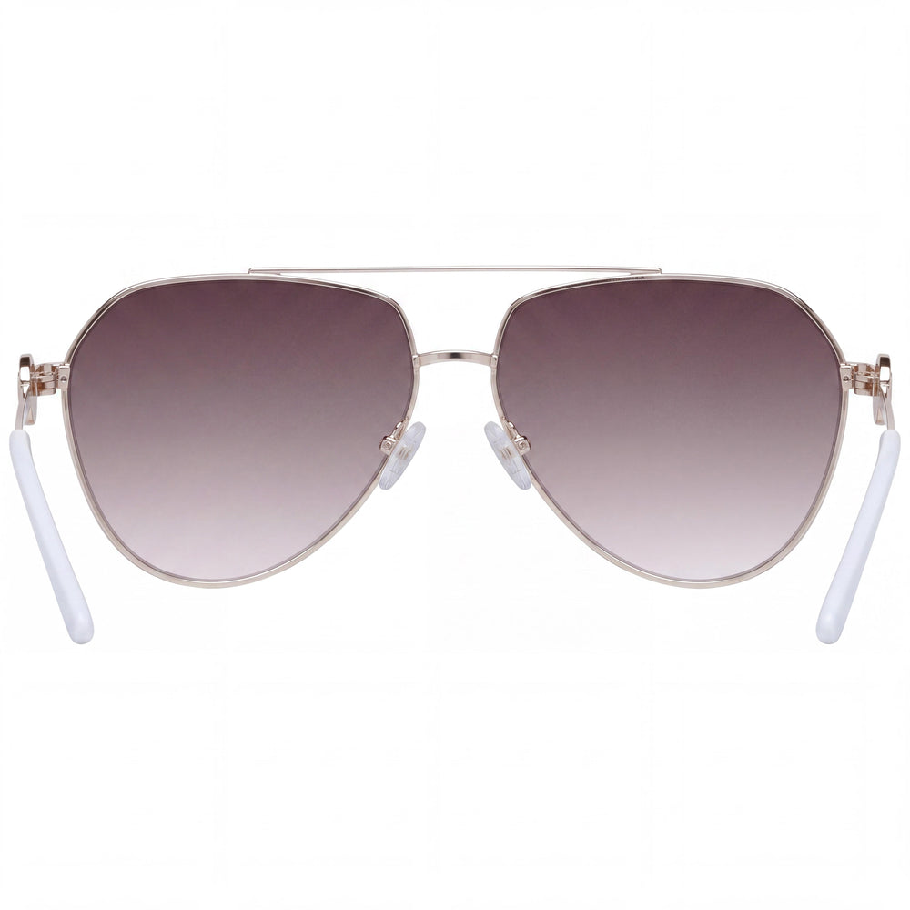 GUESS Women's GF6140 Gold Metal Pilot Sunglasses with Brown Gradient Lenses 100% UV Protection 62mm