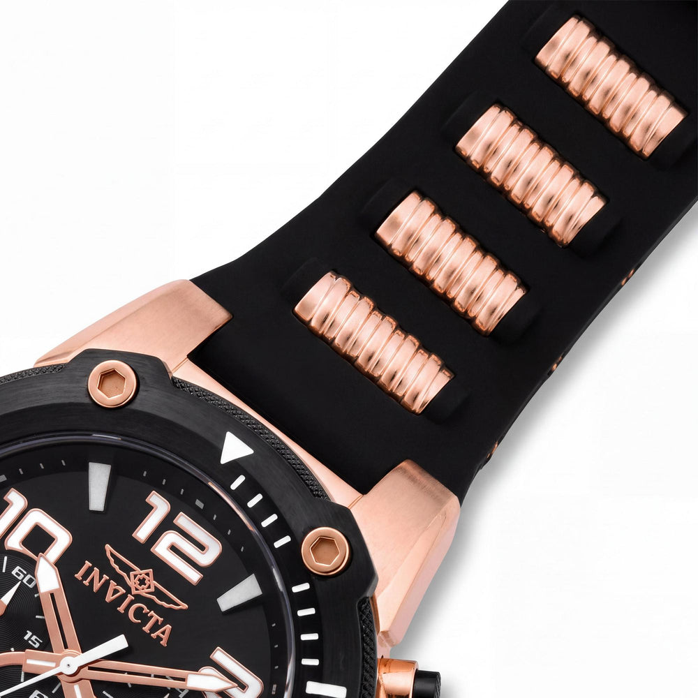 Reloj cronógrafo Invicta Speedway para hombre, de acero inoxidable negro y oro rosa, con correa de poliuretano negra, 51 mm