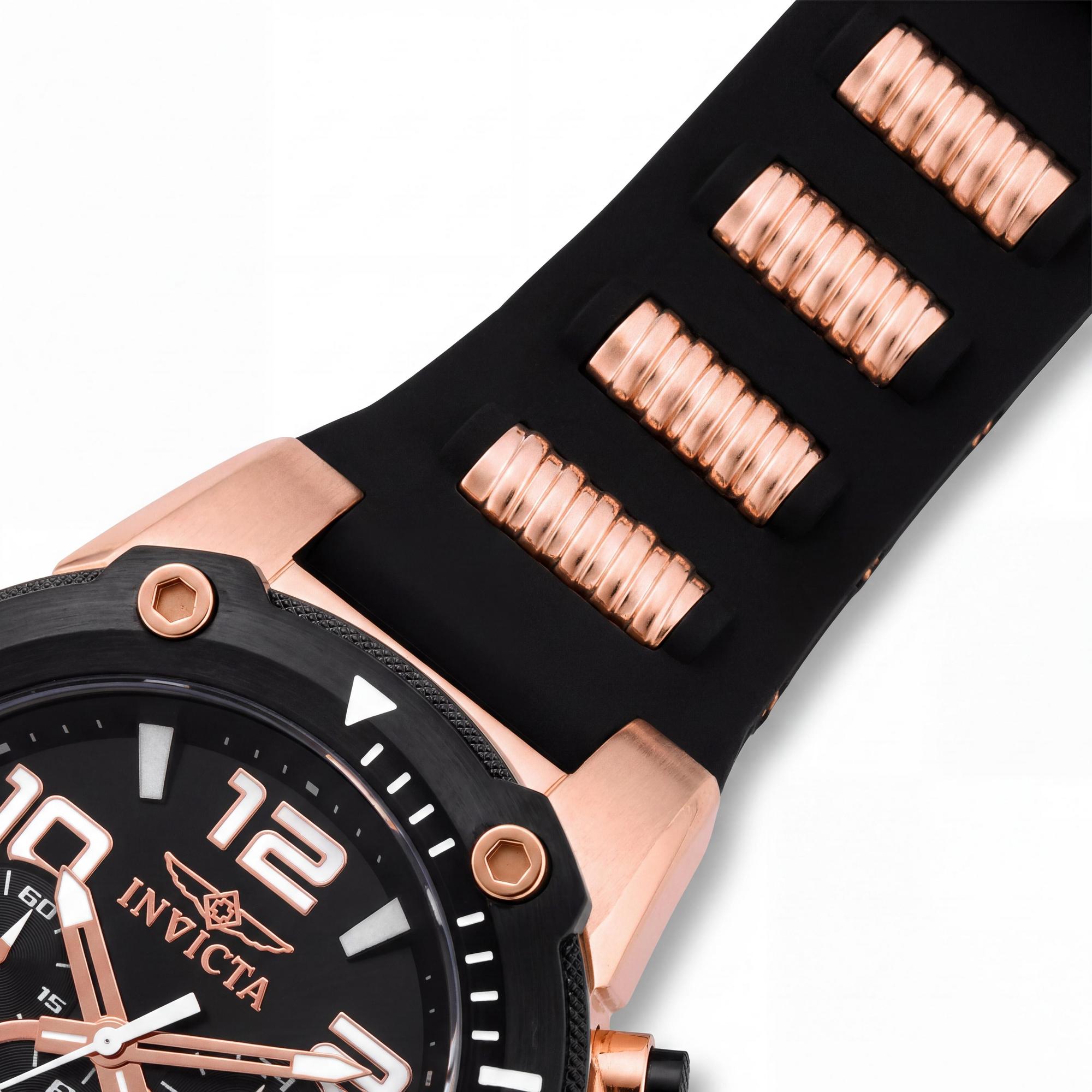 Invicta Speedway Men's Black & Rose Gold Stainless Steel Chronograph Watch with Black Polyurethane Strap, 51mm, Photo 3