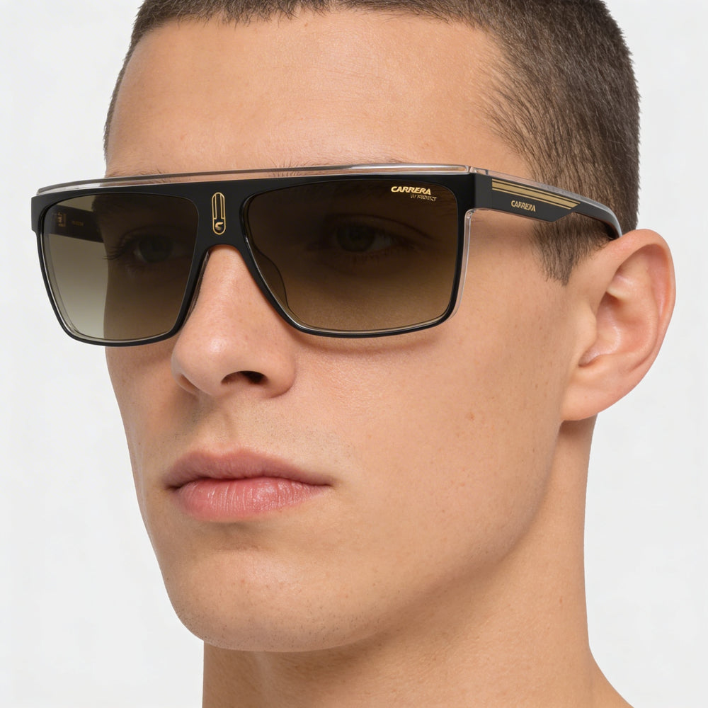 Carrera 22/N Men's Black Gold Brown Shaded Polyamide Frame Brown Gradient UV Protected Sunglasses 63mm