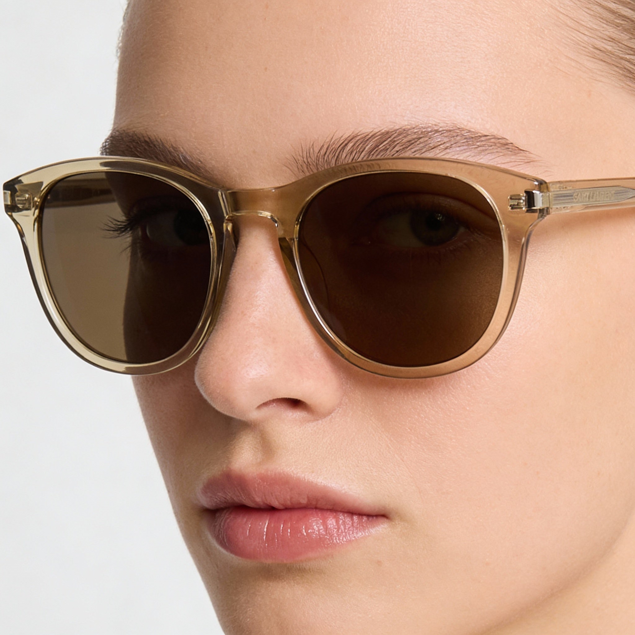 Saint Laurent Round/Oval Unisex Yellow Yellow Brown Plastic Frame Sunglasses, 53-21-145mm Dimensions, Photo 4