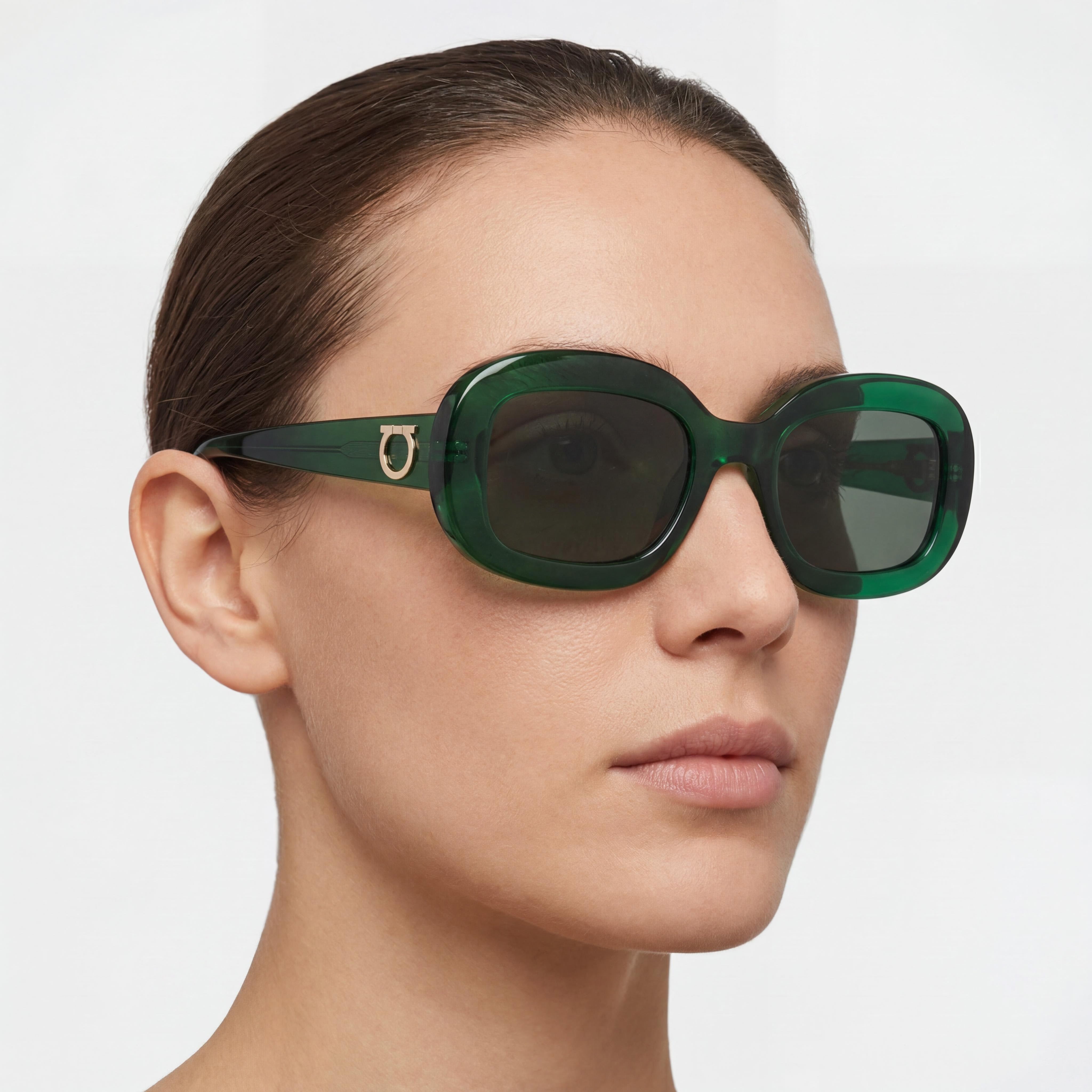 Gafas de titanio unisex verdes transparentes Ferragamo Sf2038se con protección, lente de 51 mm, Photo 5