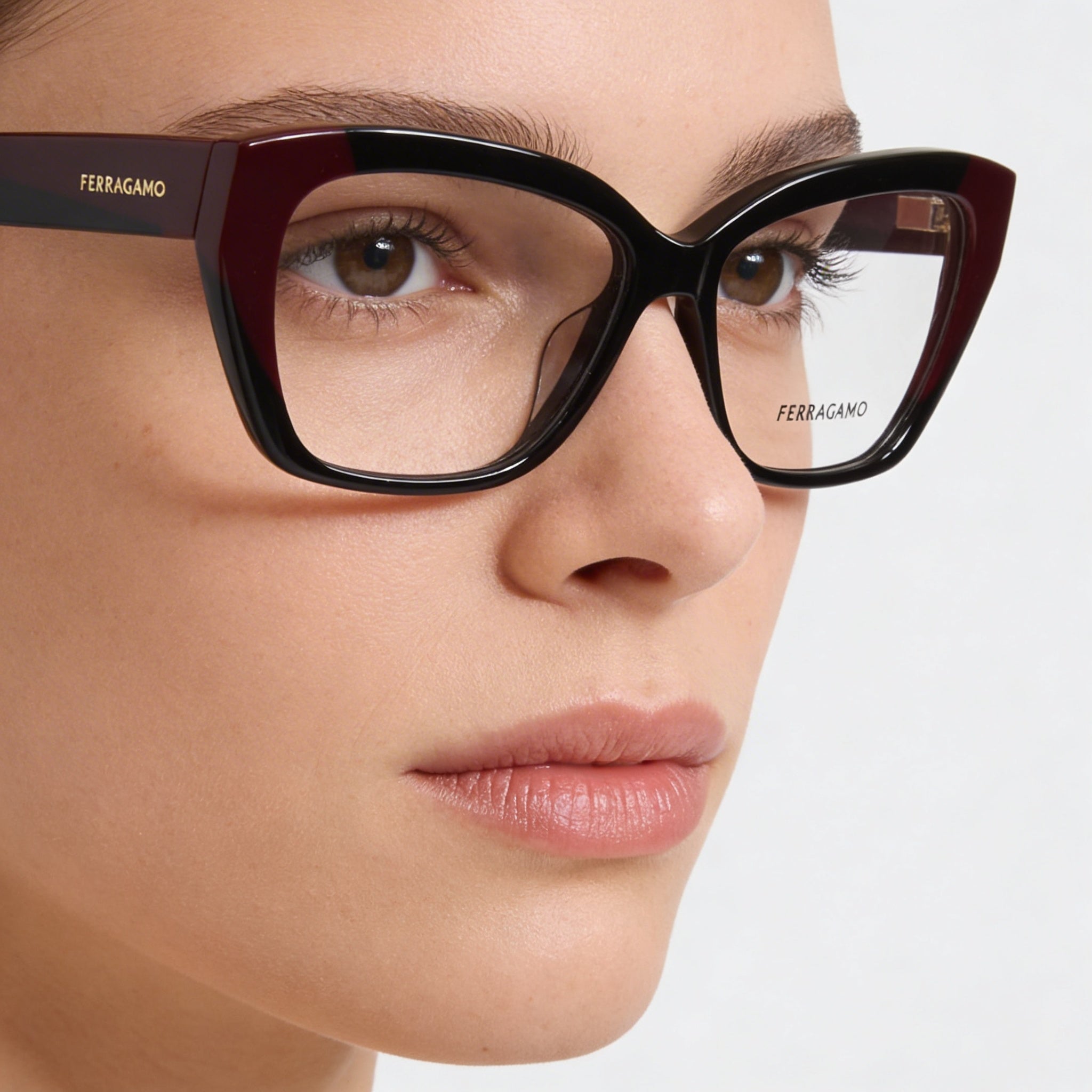 Ferragamo SF2938N Unisex Acetate Frame Optical Eyeglasses in Black/Burgundy Color, Size 53mm, Photo 5
