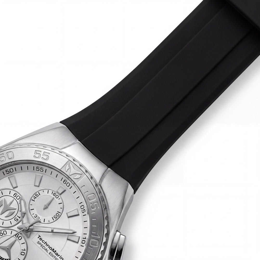 Technomarine Cruise TM-125014 Reloj Unisex de Cuarzo 44mm de Acero Inoxidable Plateado, Correa de Silicona, 20 ATM