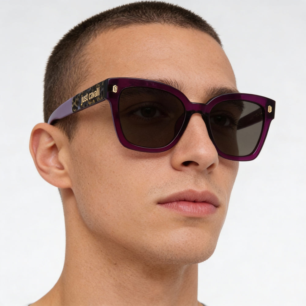 Just Cavalli Modern Men's Marrone Violet Acetate Non-Polarized Sunglasses 54mm