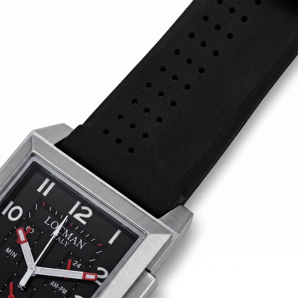 Reloj Locman 242BK2BK para hombre con movimiento de cuarzo, esfera negra, acero inoxidable, correa de silicona, resistente al agua 5 ATM