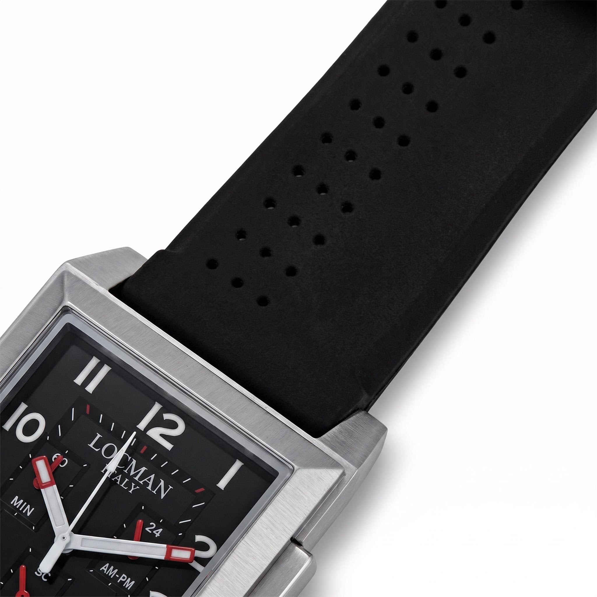 Locman 242BK2BK Men's Quartz Movement Black Dial Stainless Steel Silicone 5 ATM Water Resistant Watch, Photo 2