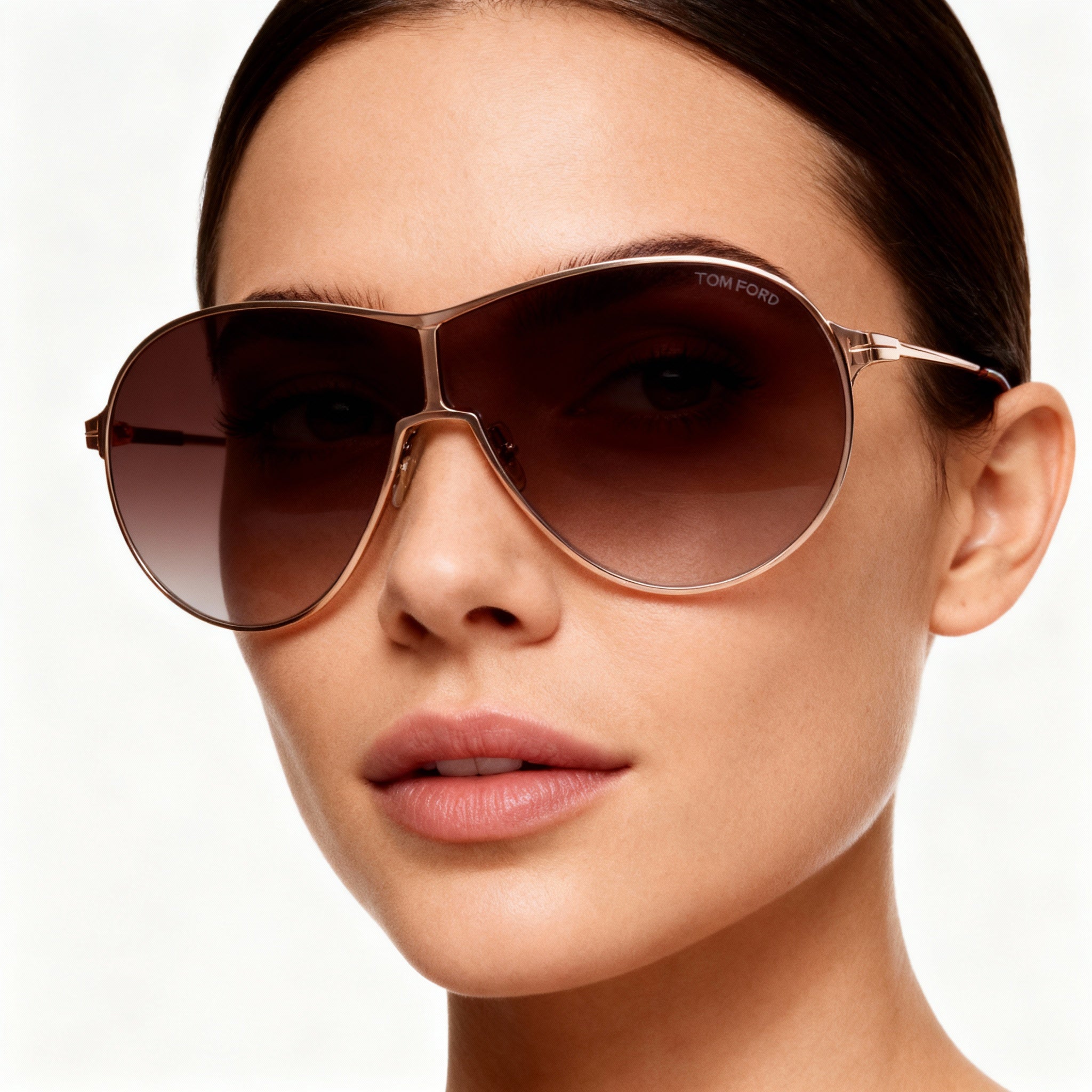 Tom Ford Classic Women's Polarized Sunglasses with Gold Frame, Shiny Rose Gold, 100% UV Protection, Photo 3