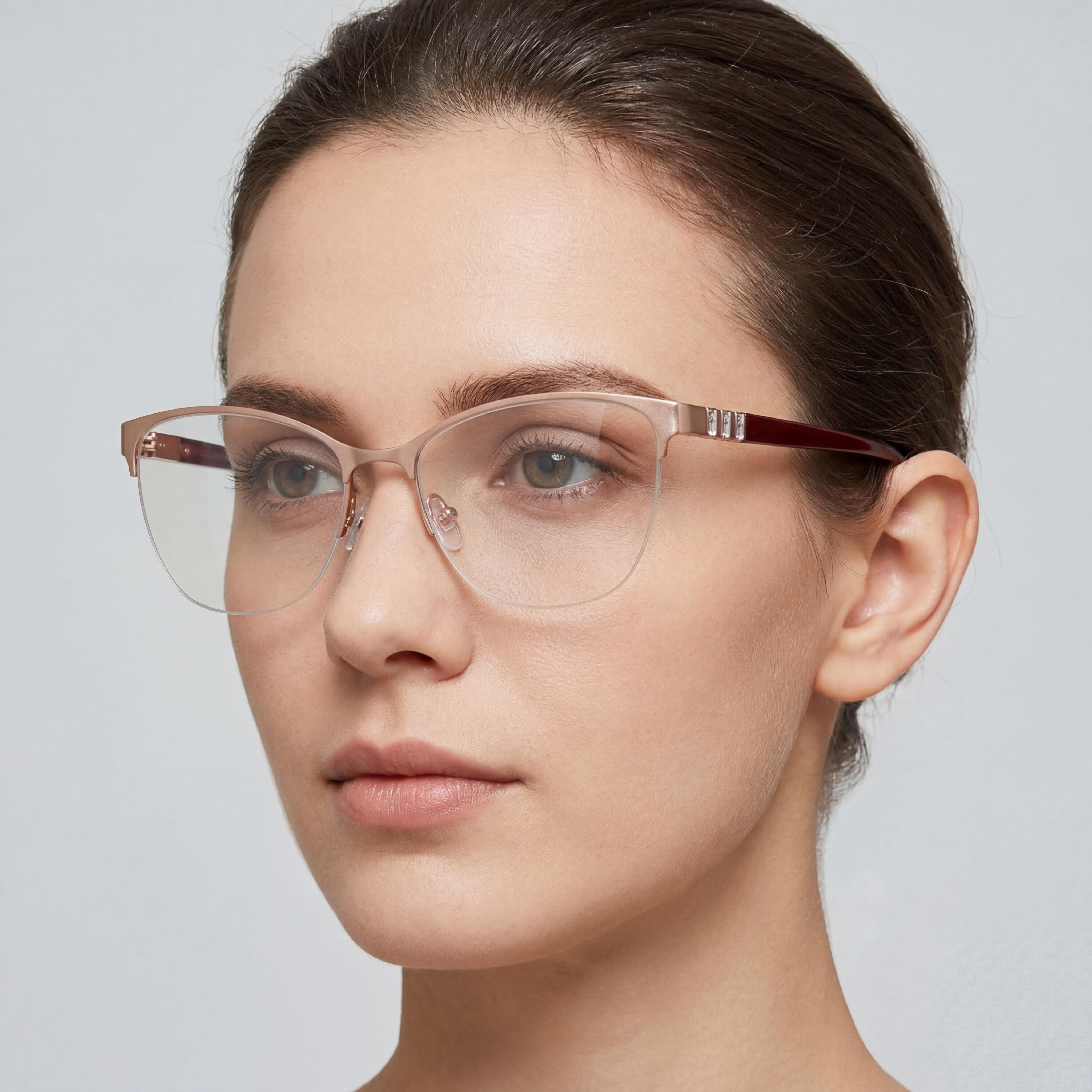 Gafas de metal color oro rosado Jones New York Vjon501 para mujer, con ancho de lente de 53 mm, ancho de puente de 16 mm y largo de patilla de 140 mm, Photo 4