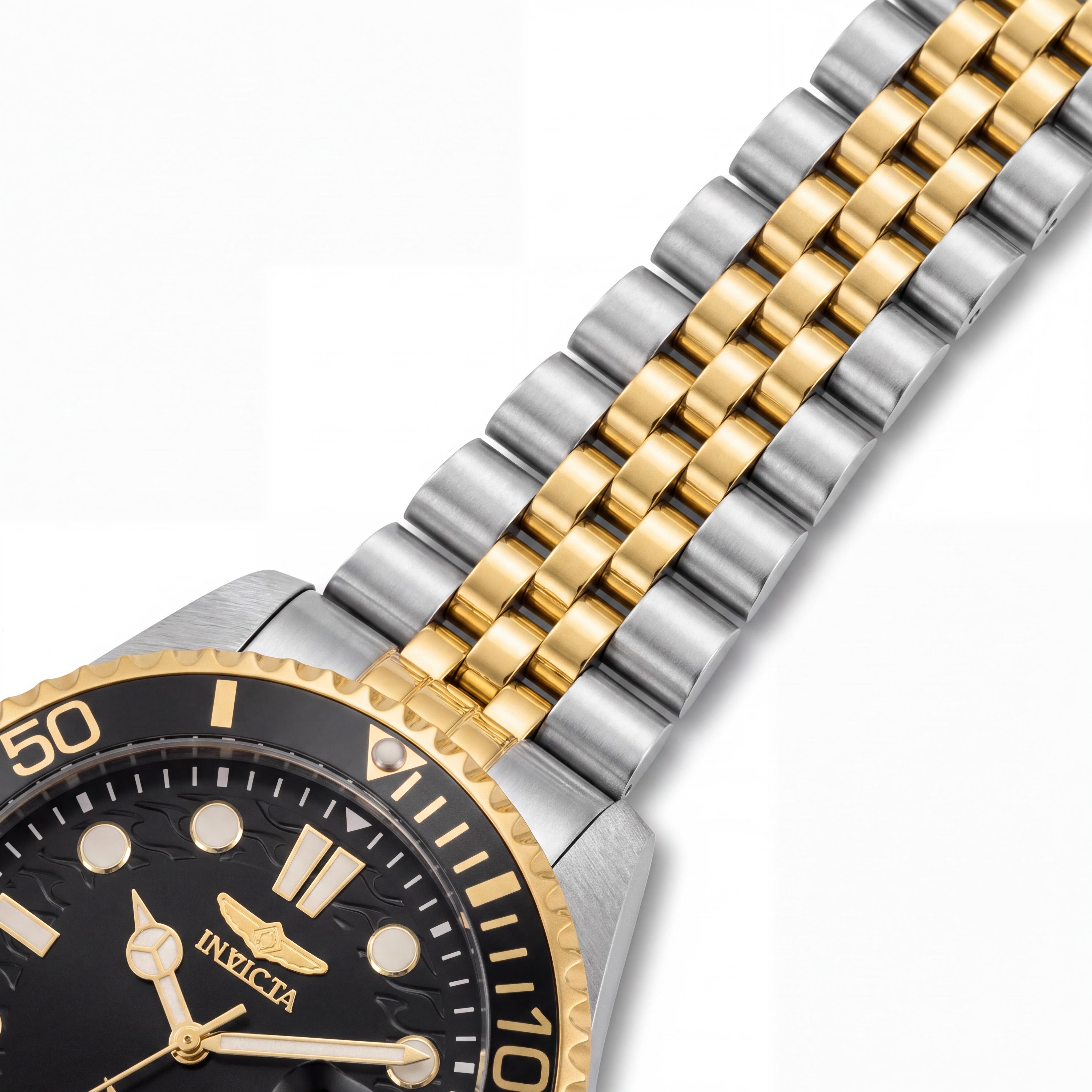 Reloj Invicta Pro Diver de cuarzo para hombre, de acero inoxidable bicolor en tono dorado, bisel negro, resistente al agua hasta 100 m, 43 mm, Photo 3