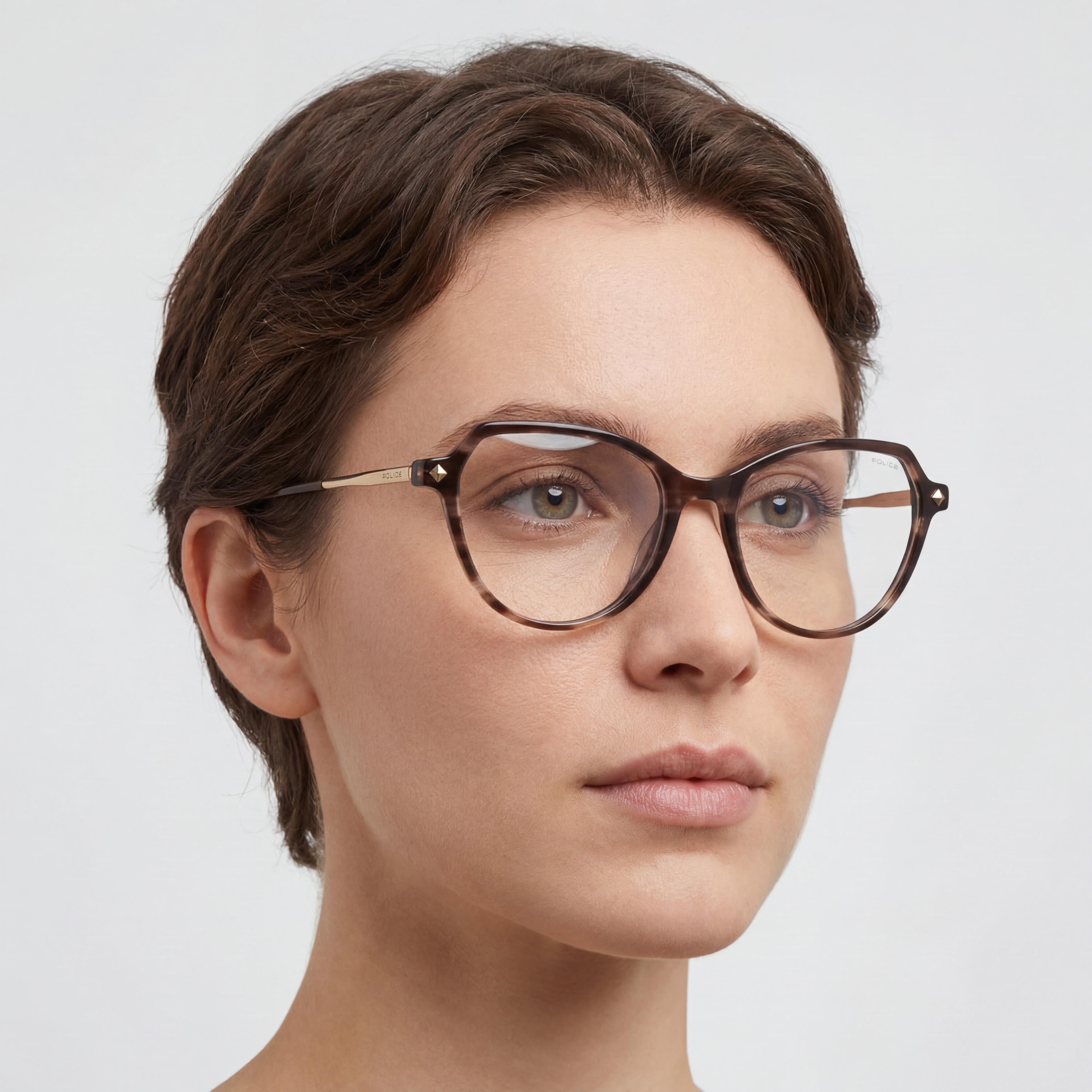 Police Casual Women's Shiny Striped Brown Glittery Acetate Frame Polycarbonate Lens Eyewear 52mm, Photo 4