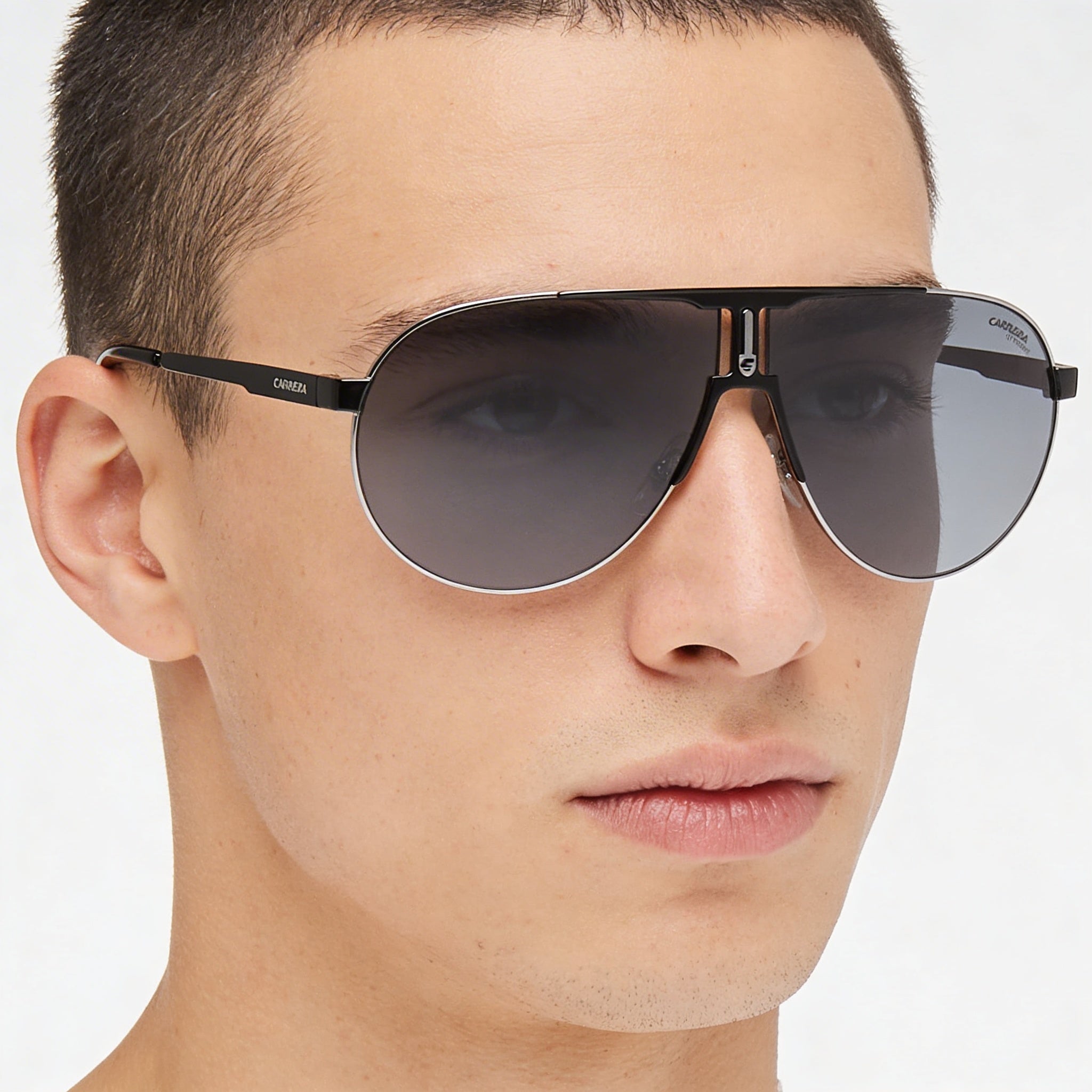 Carrera Ca1005/S Unisex Stainless Steel Ruthenium Black Matte Black Gradient Gray Blue Pilot UV Sunglasses 66mm, Photo 3
