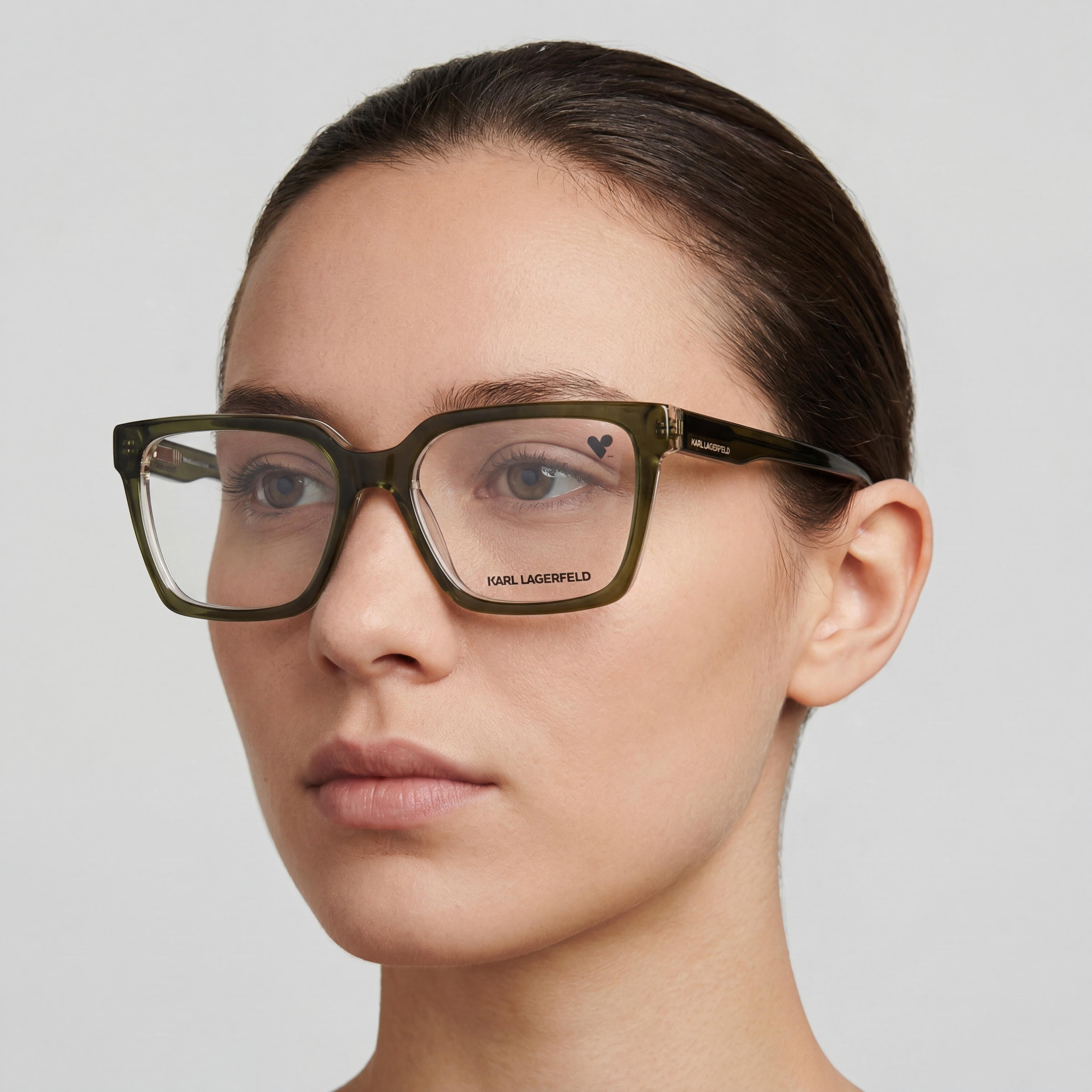 KARL LAGERFELD KL6097 Gafas de sol modernas unisex de acetato caqui cristal de 55 mm, Photo 4