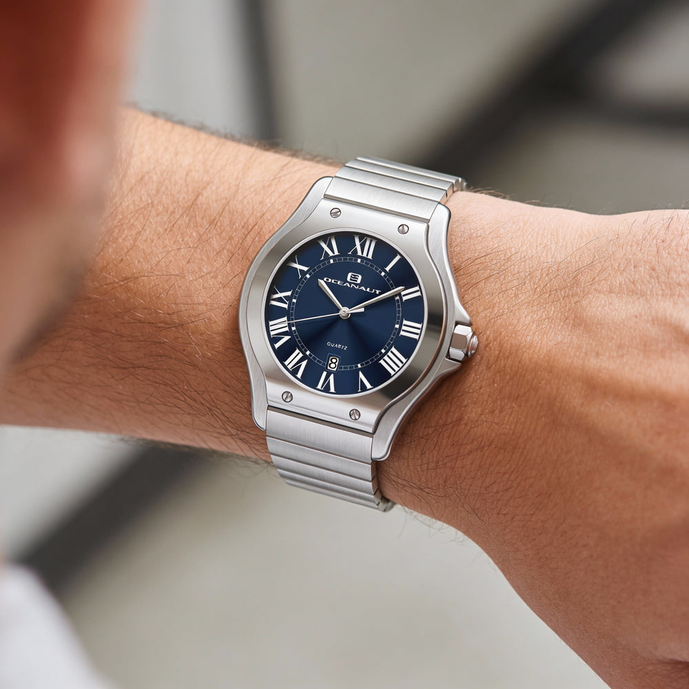 Oceanaut Men's Quartz Movement Blue Dial Stainless Steel Case & Bracelet Water Resistant Watch