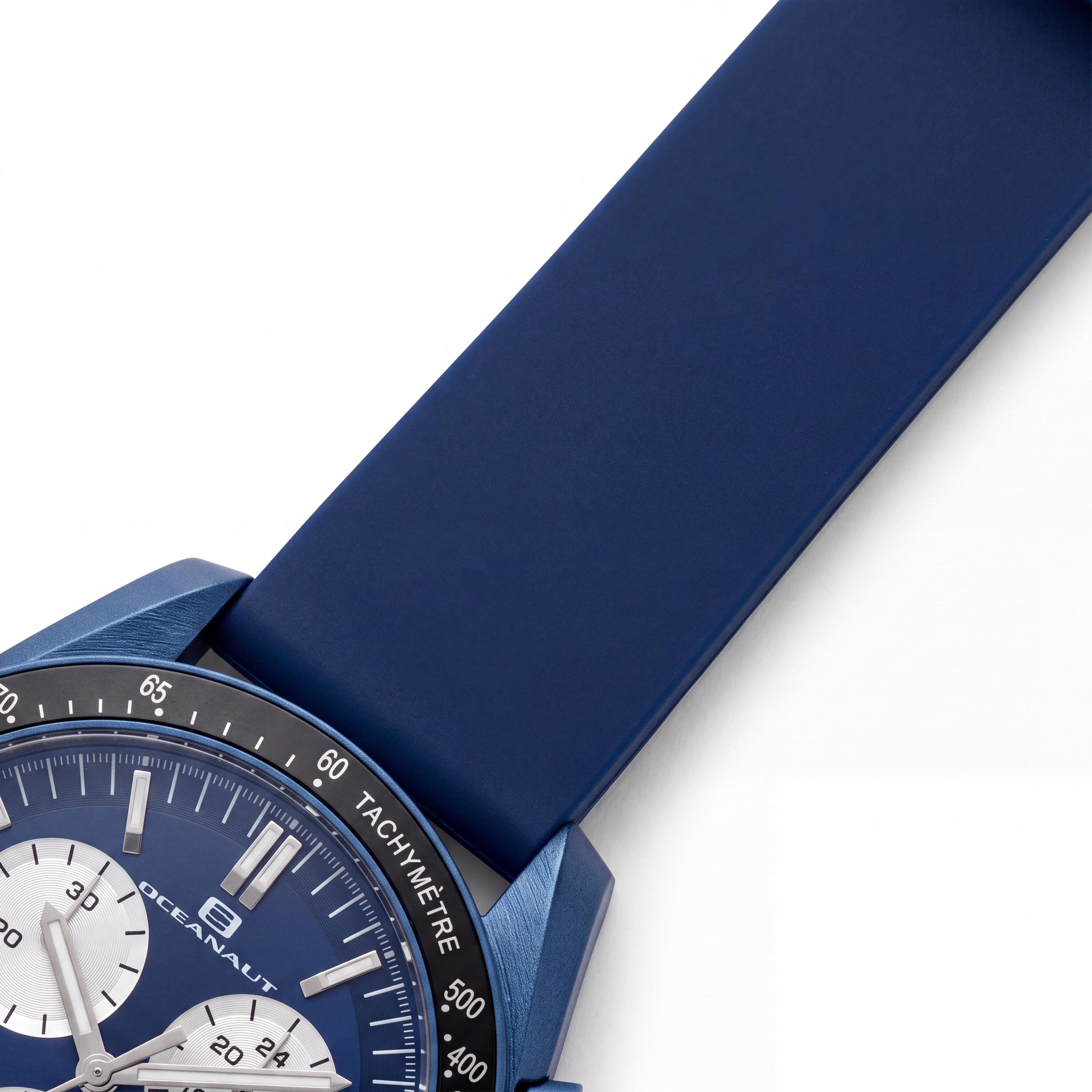 Oceanaut OC7584 Modern Men's Chronograph Watch with Blue Dial, Plastic Case, Leather Strap & 5 ATM Water Resistance, Photo 3