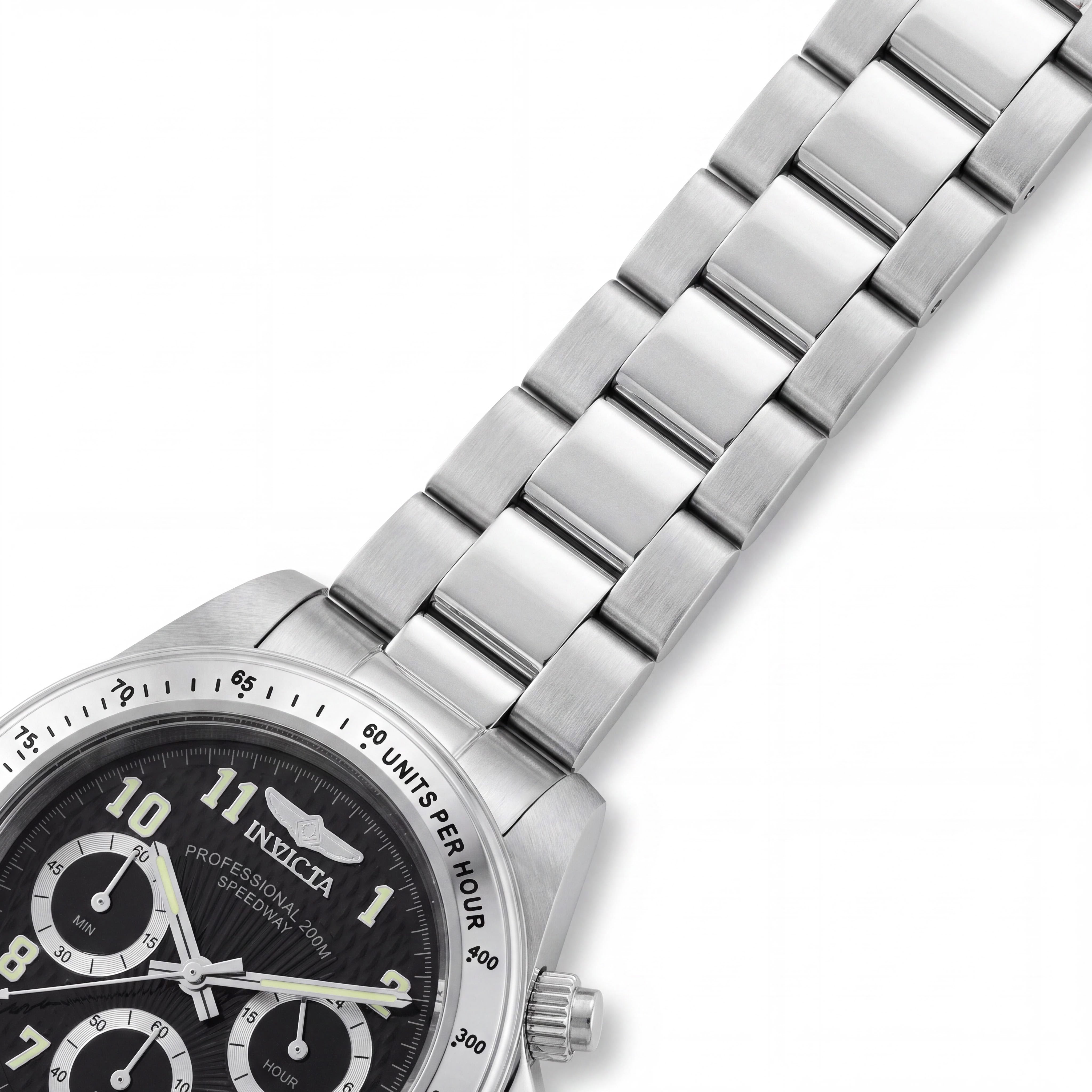 Invicta Reloj de buceo luminoso Speedway Cronógrafo para hombre de 40 mm de acero inoxidable negro y plateado, Photo 2